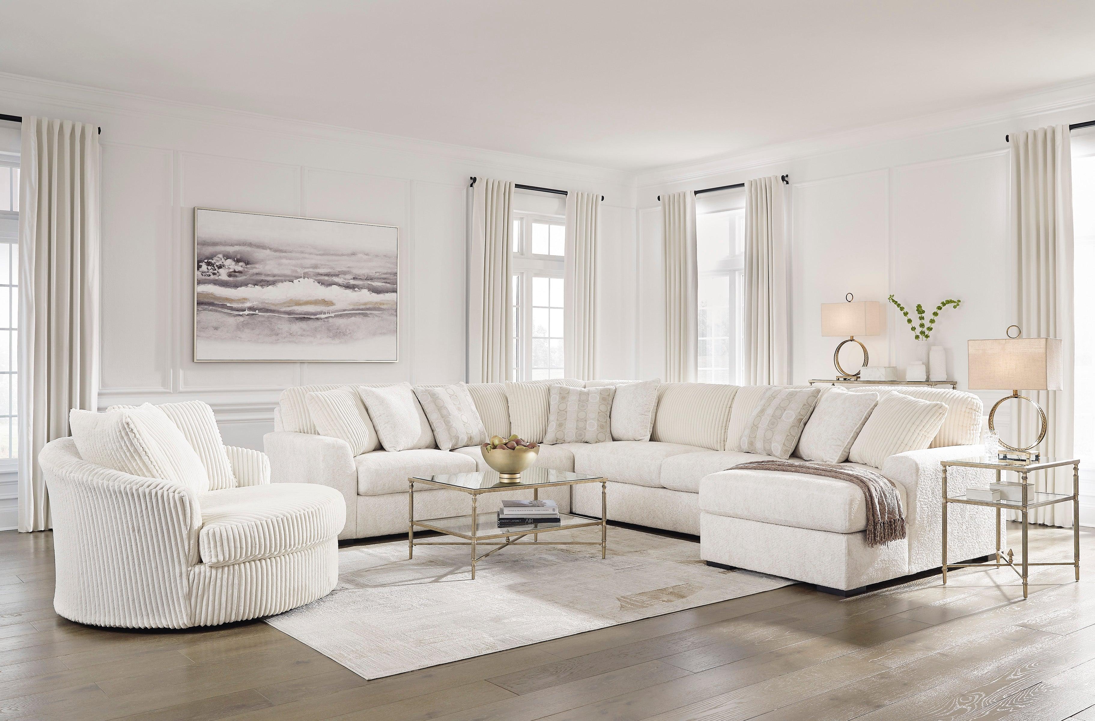 Chessington Ivory 4-Piece Right Arm Facing (RAF) Chaise Sectional - Image 8