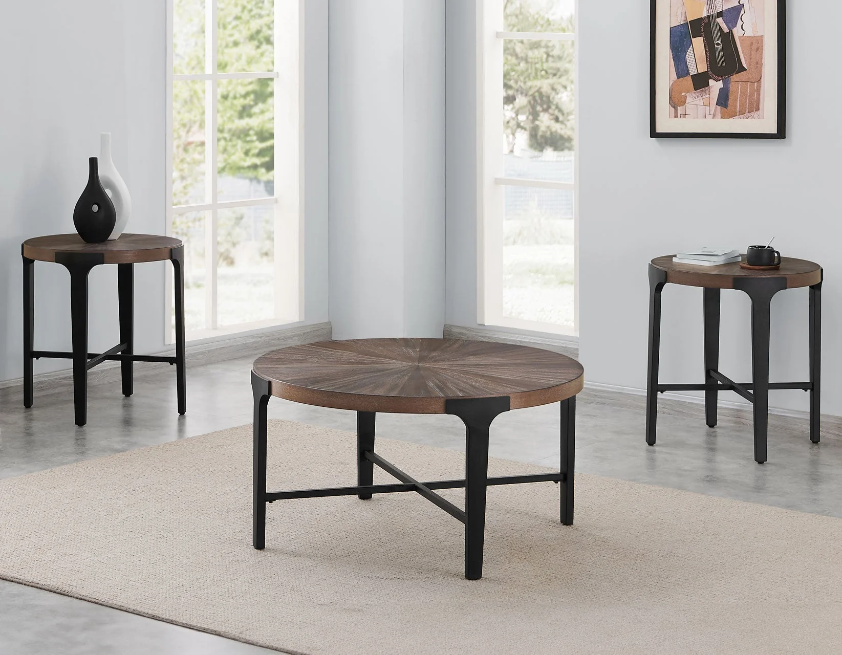 Chevron Cinnamon 22-inch Round End Table - Image 8