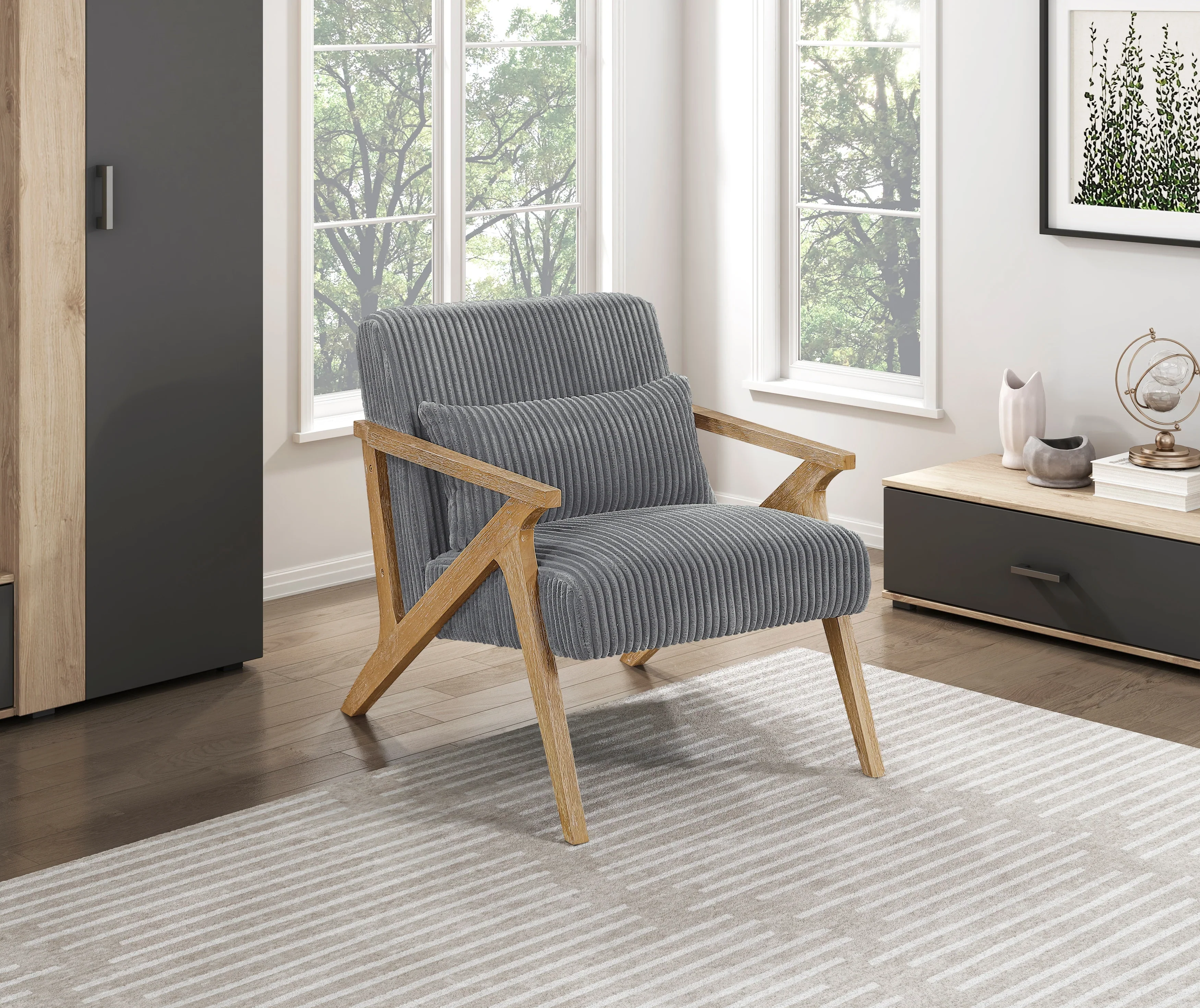 Chevron Gray Accent Chair - Image 6