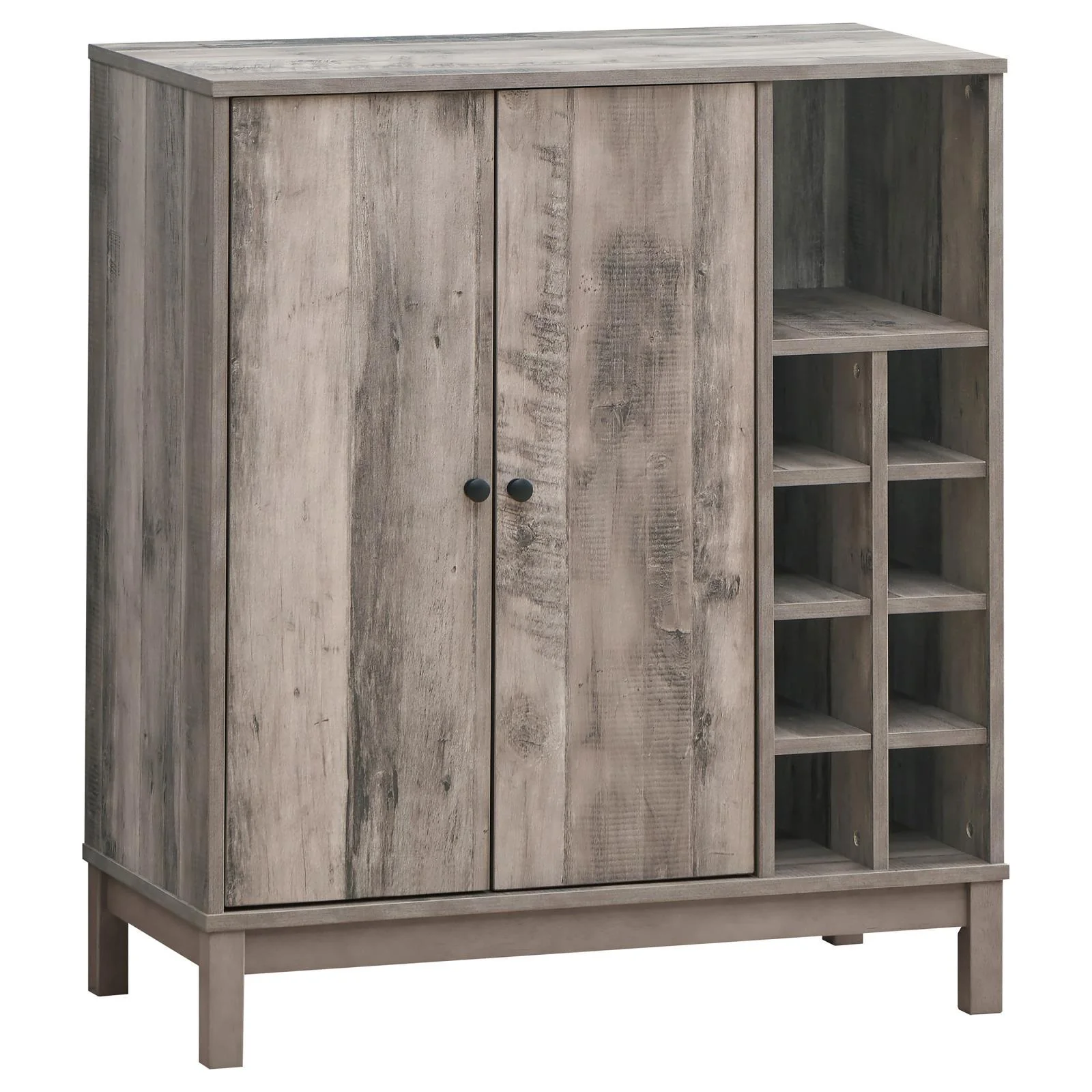 Cheyenne Weathered Acacia 2-Door Wine Cabinet with Stemware Rack - Image 2