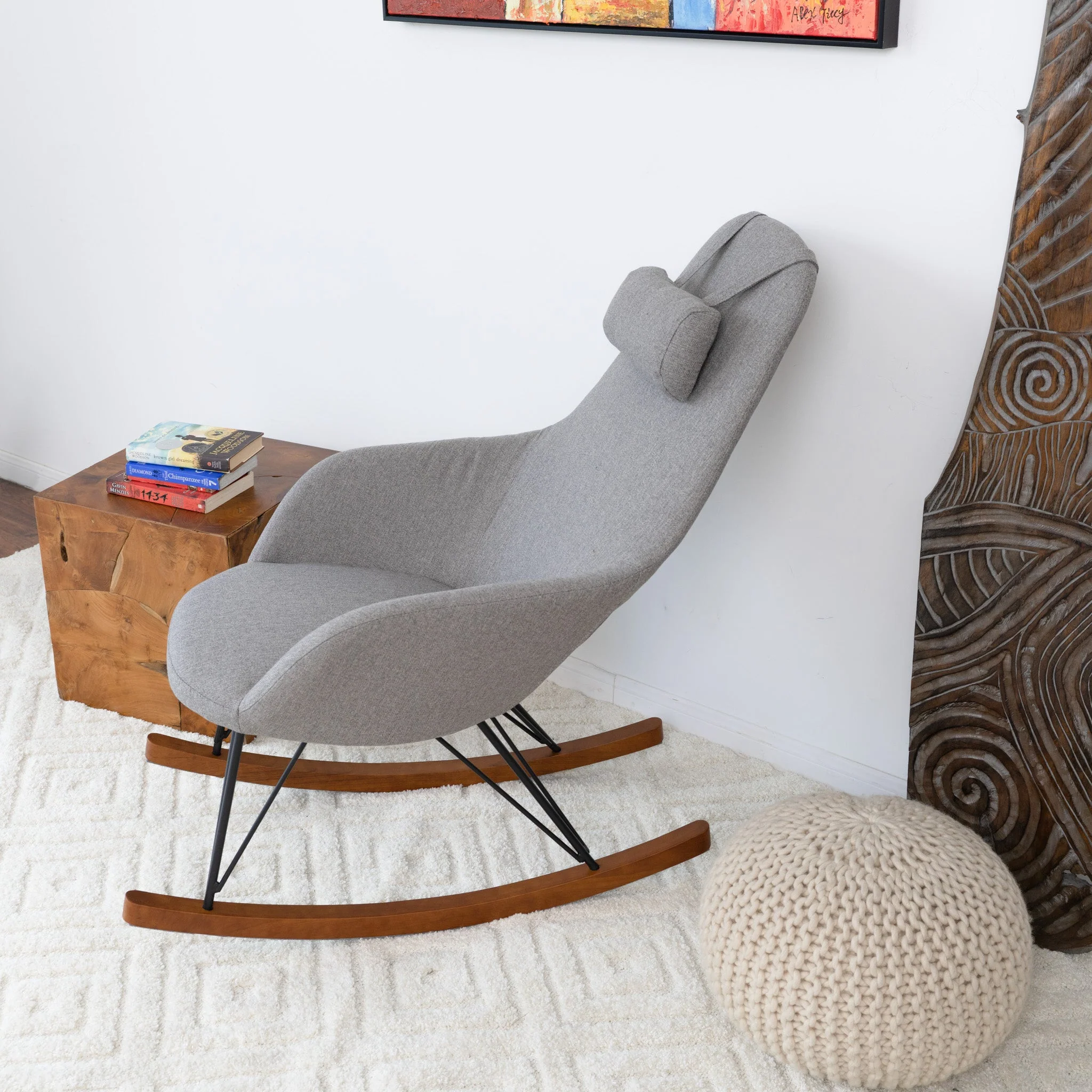 Chloe Mid Century Modern Rocker Livingroom And Bedroom Chair - Image 3