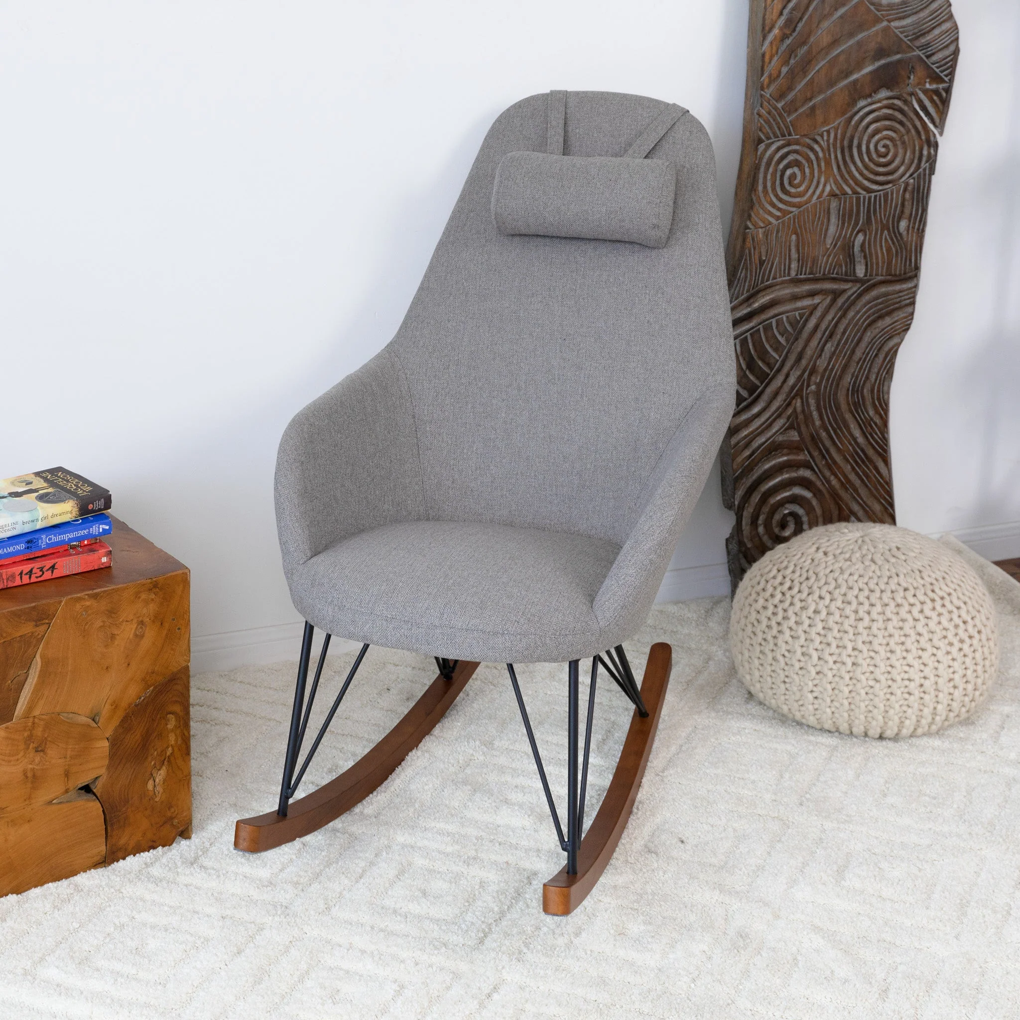 Chloe Mid Century Modern Rocker Livingroom And Bedroom Chair - Image 4