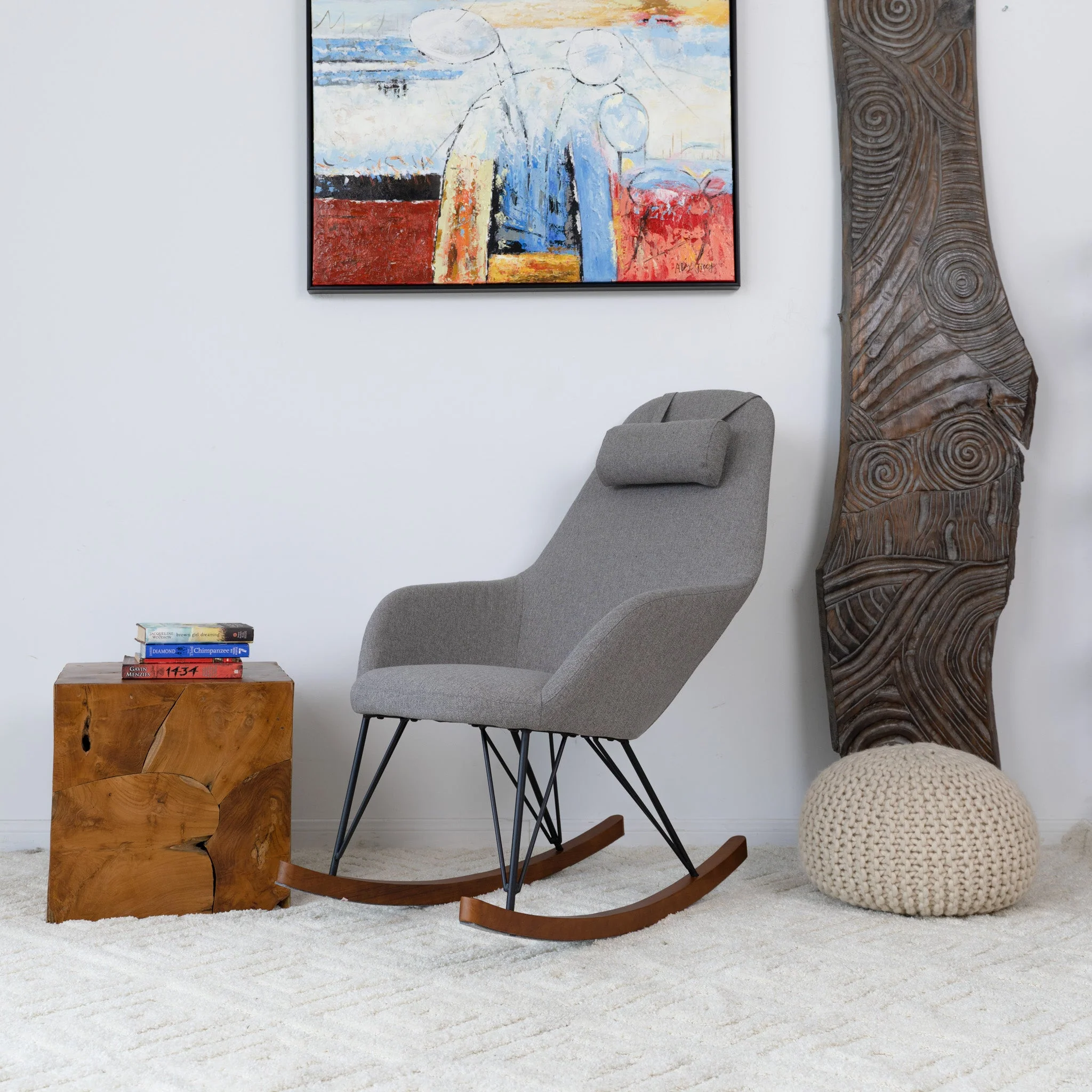 Chloe Mid Century Modern Rocker Livingroom And Bedroom Chair - Image 5