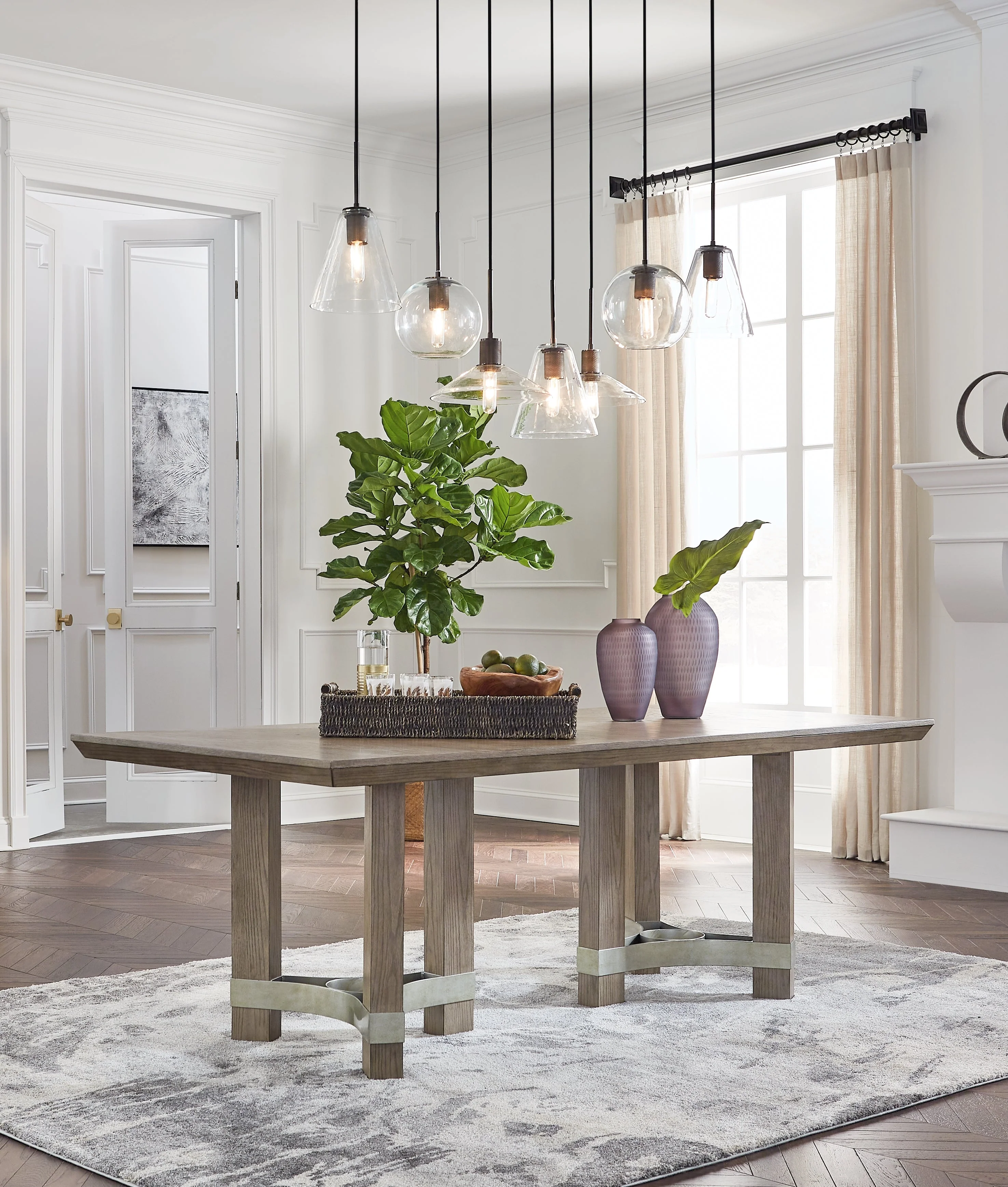 Chrestner Gray Dining Table with 6 Chairs - Image 2