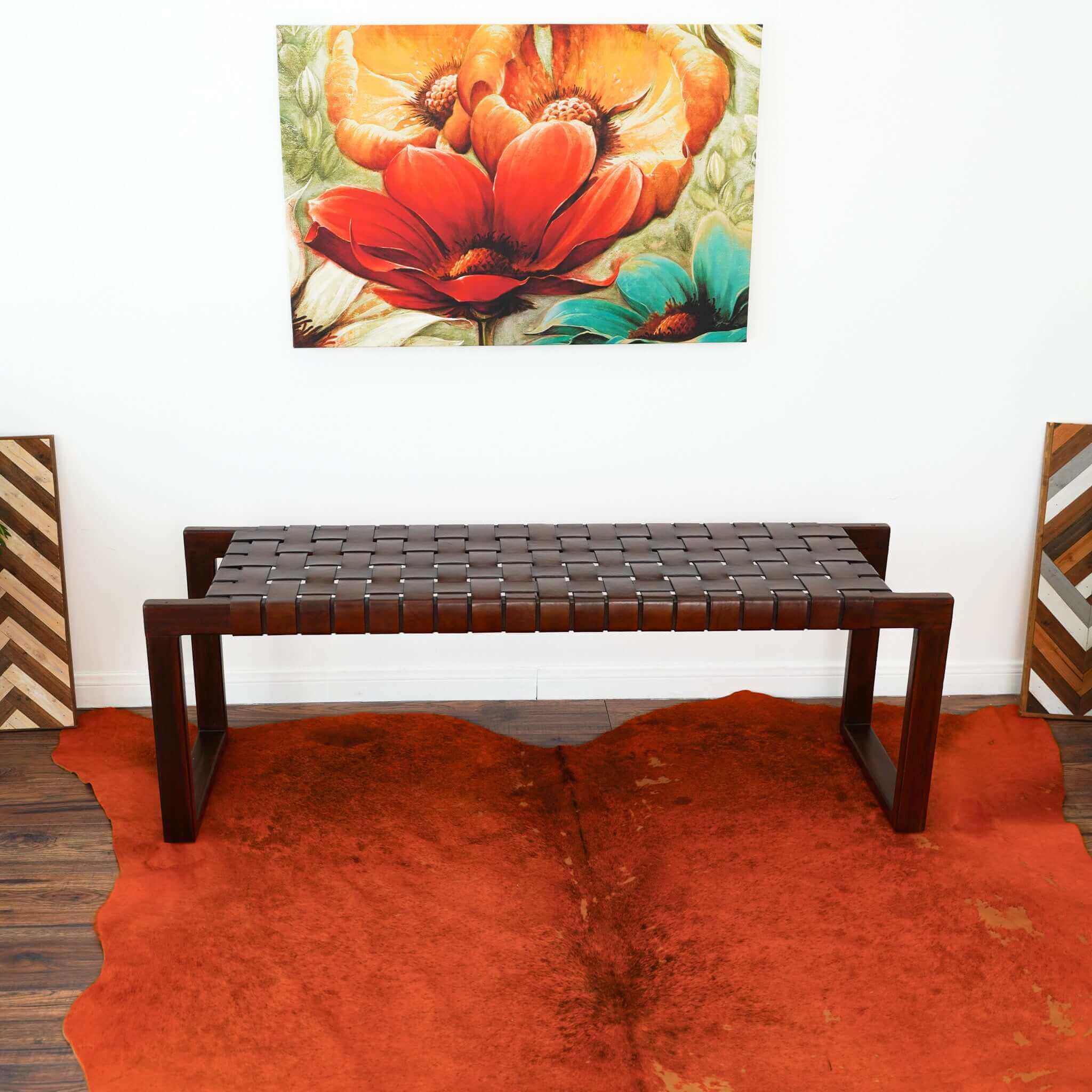 Christina Tan Leather Bench - Image 3