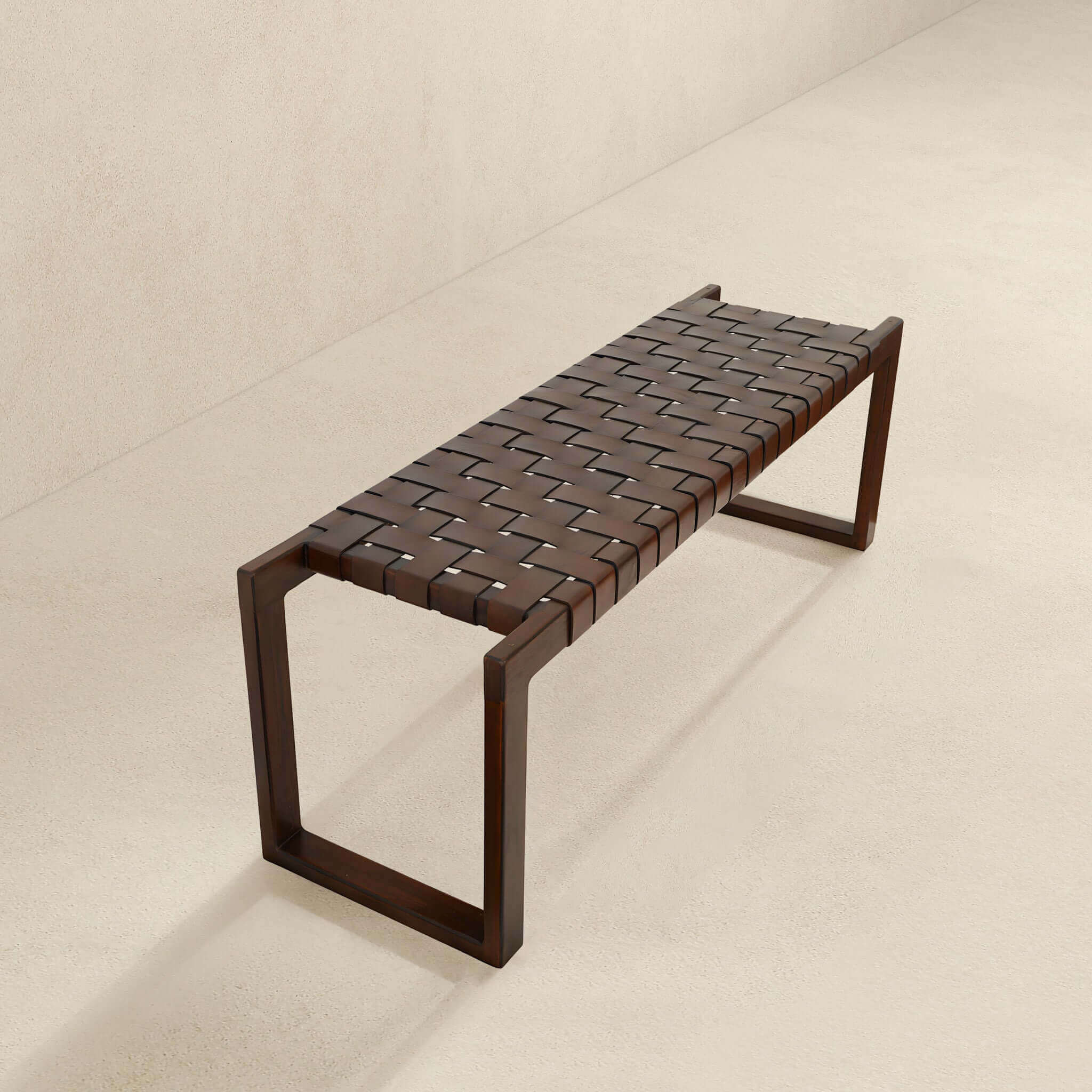 Christina Tan Leather Bench - Image 4