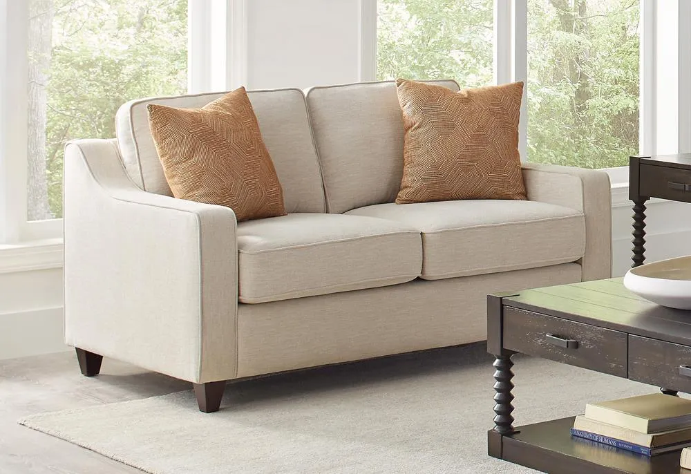 Christine Beige Upholstered Cushion Back Loveseat