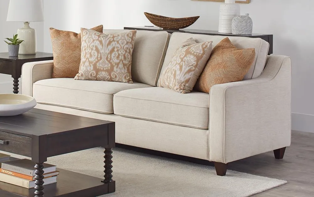 Christine Beige Upholstered Sloped Arm Living Room Set - Image 2
