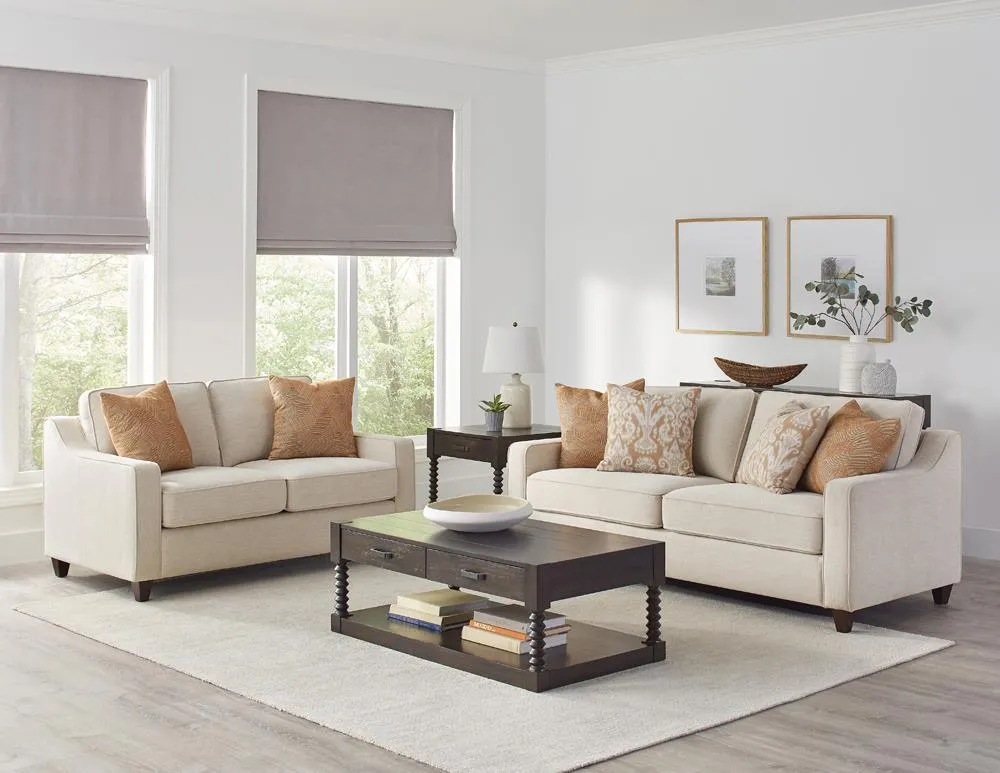 Christine Upholstered Sloped Arm Sofa Beige - Image 3