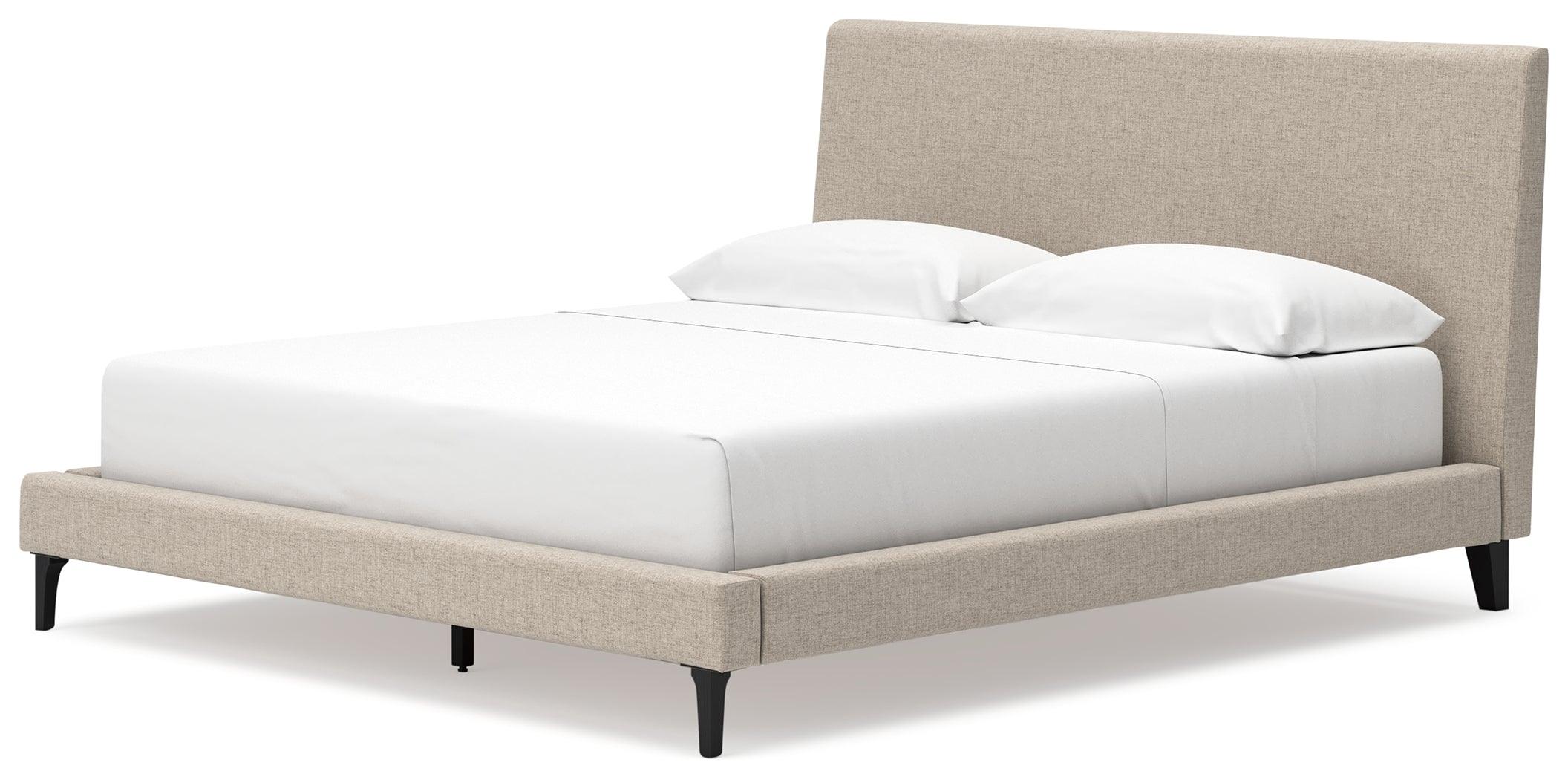 Cielden Soft Gray California King Upholstered Bed with Roll Slats - Image 3