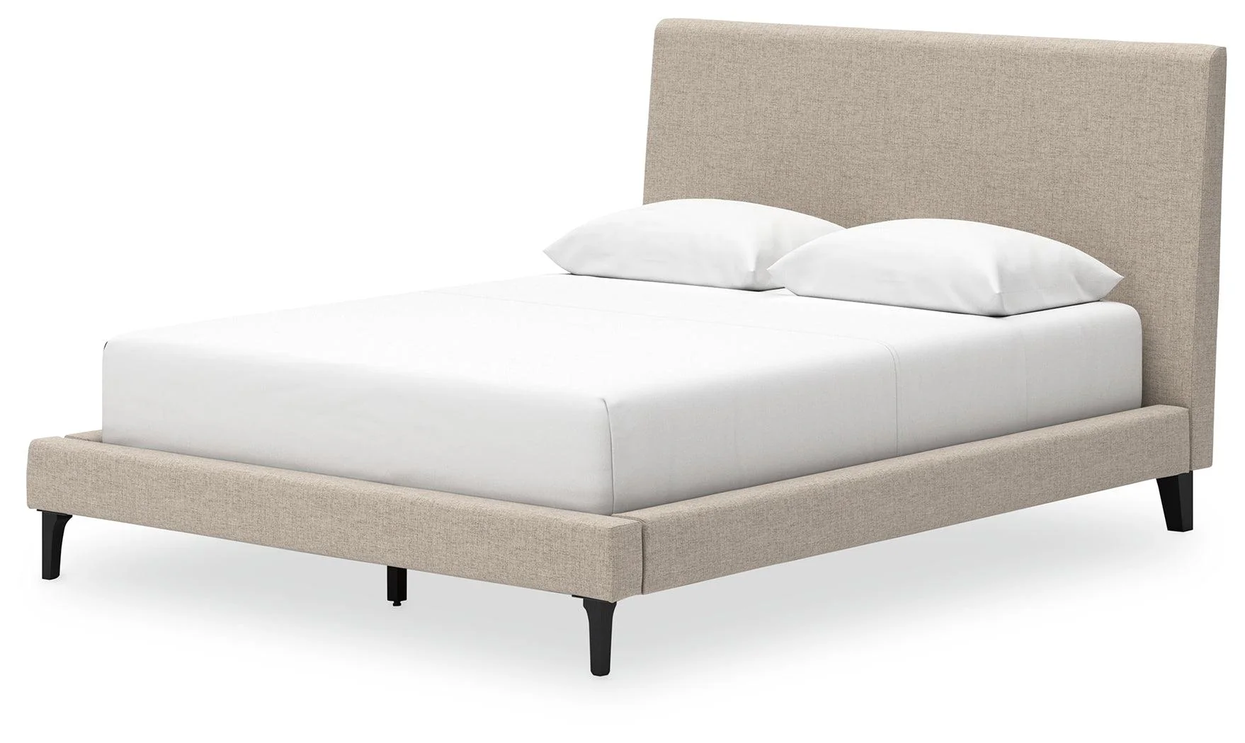 Cielden Soft Gray Queen Upholstered Platform Bed with Roll Slats - Image 3