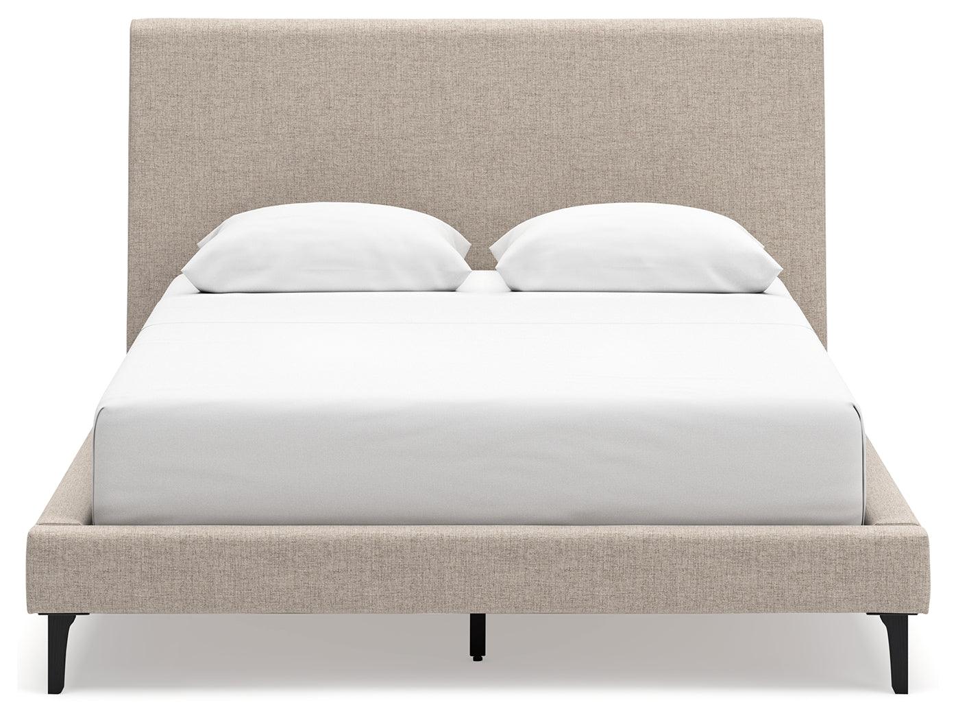 Cielden Soft Gray Queen Upholstered Platform Bed with Roll Slats - Image 4