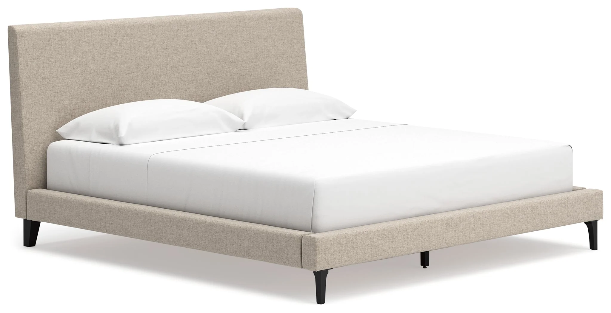 Cielden Soft Gray/Tan Upholstered Platform Bedroom Set - Image 2