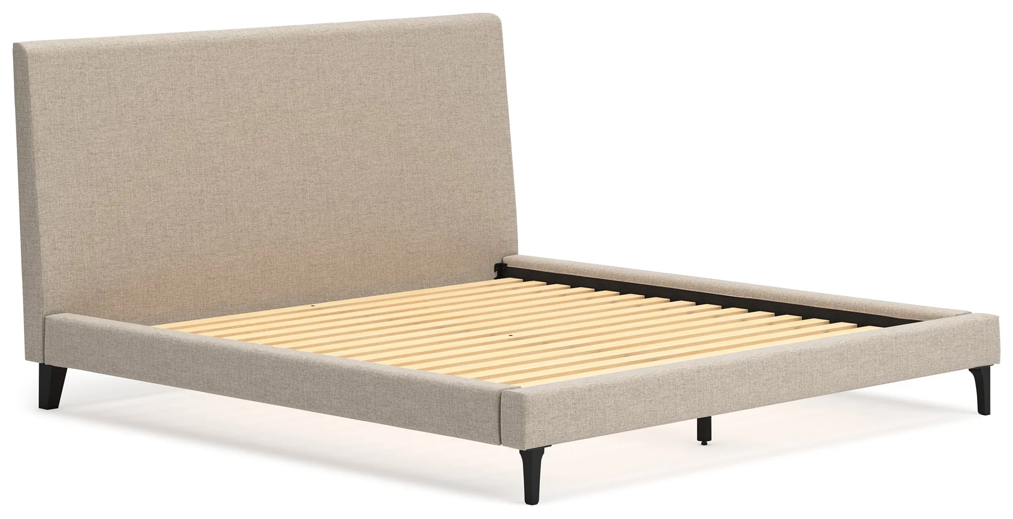 Cielden Soft Gray/Tan Upholstered Platform Bedroom Set - Image 3