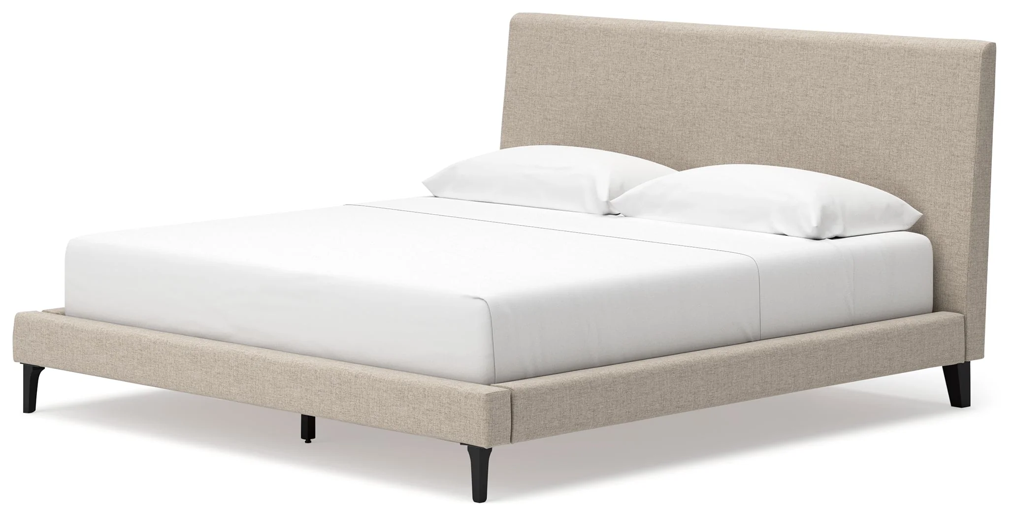 Cielden Soft Gray/Tan Upholstered Platform Bedroom Set - Image 4