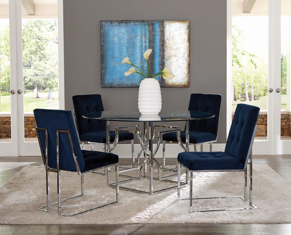 Cisco Ink Blue/Chrome Upholstered Dining Chairs, Set of 2 - Image 5