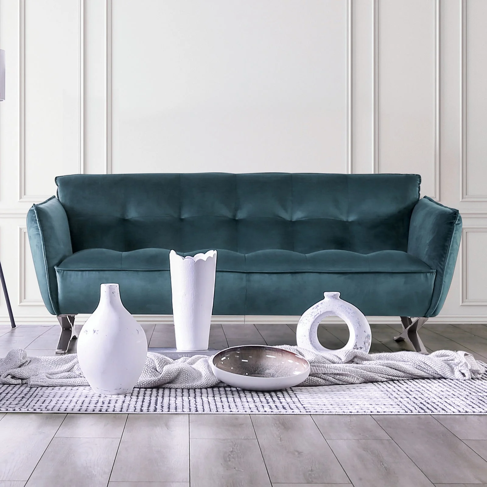 Civellutino Teal Upholstery Living Room Set - Image 5