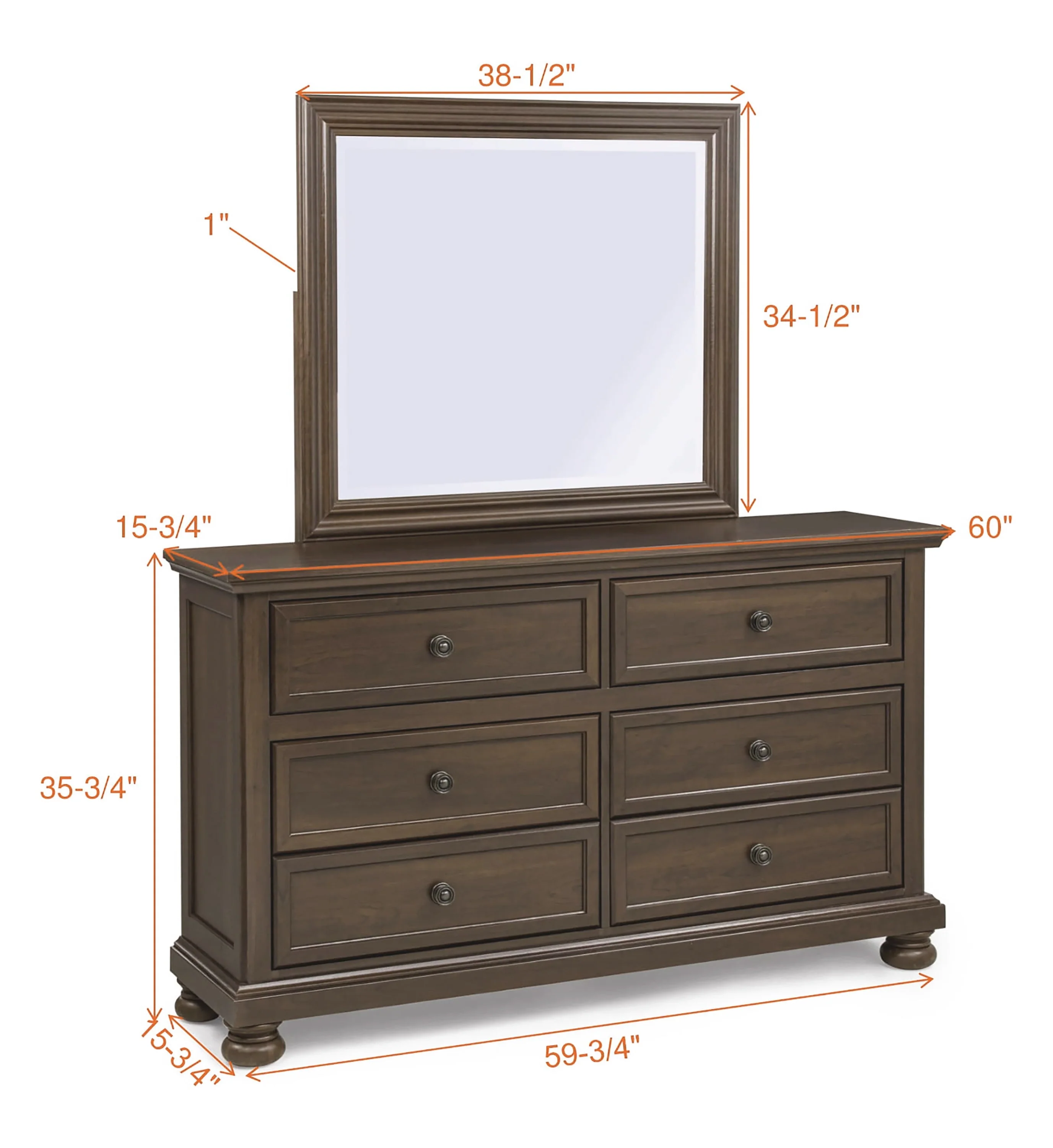 Claribelle Brown Dresser Mirror Only - Image 3