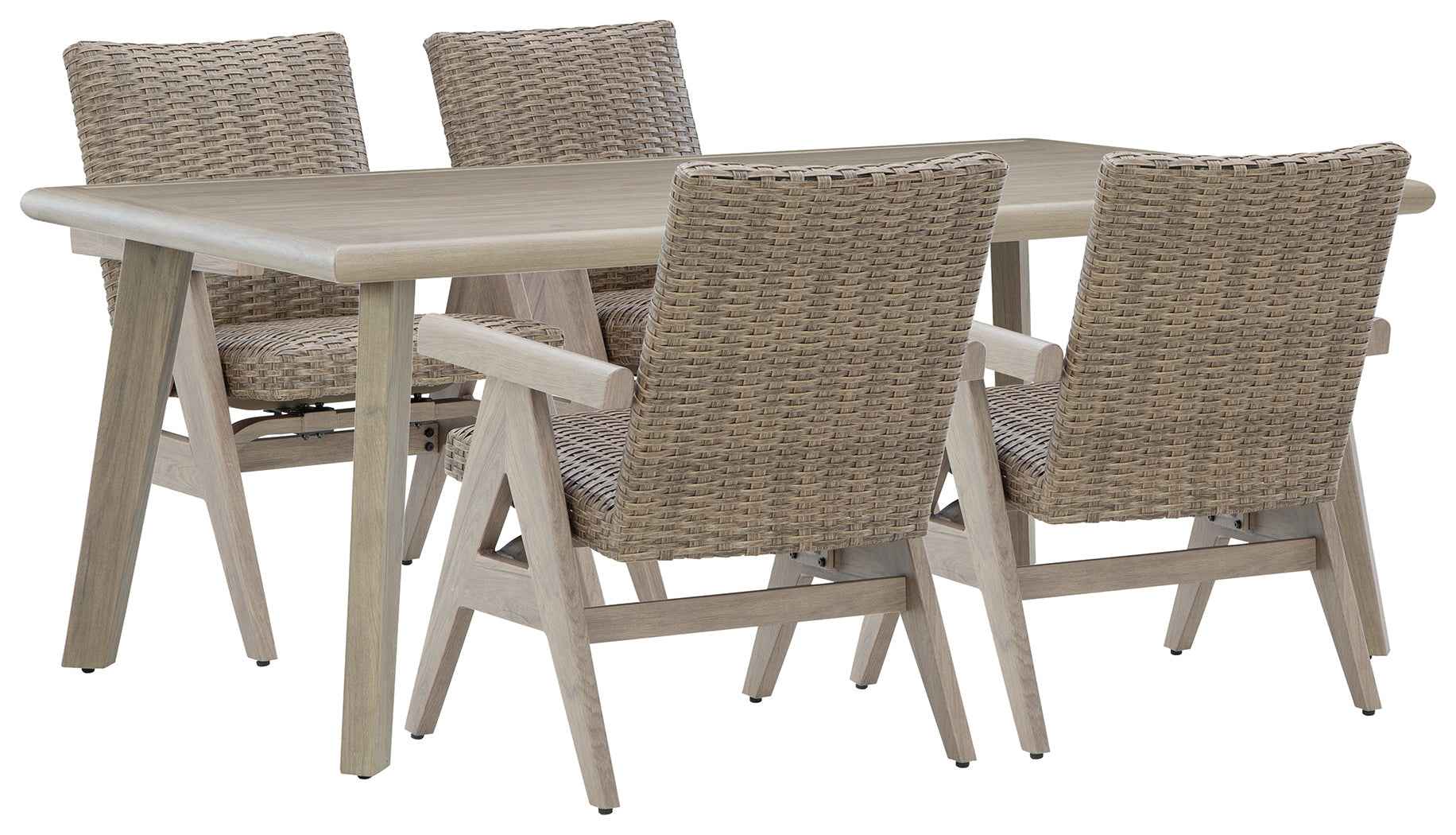 Cliff Trails Beige Outdoor Dining Table and 4 Arm Chairs