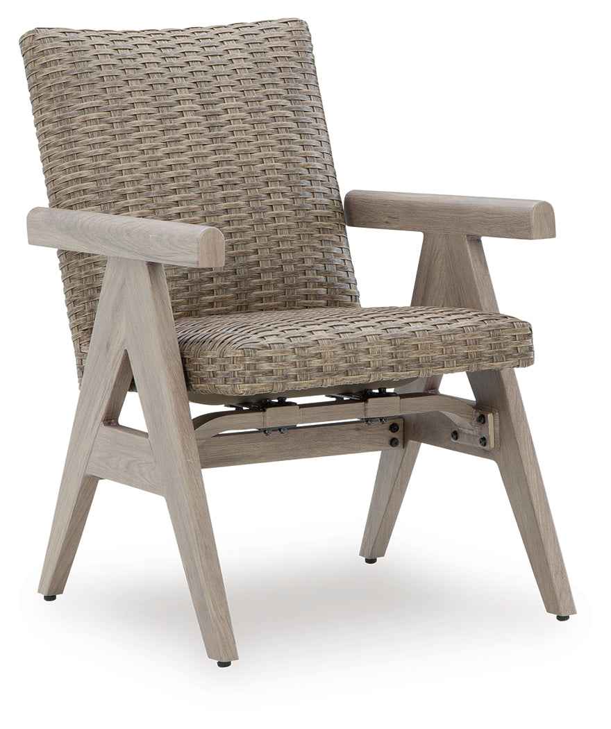 Cliff Trails Beige Outdoor Dining Table and 4 Arm Chairs - Image 3