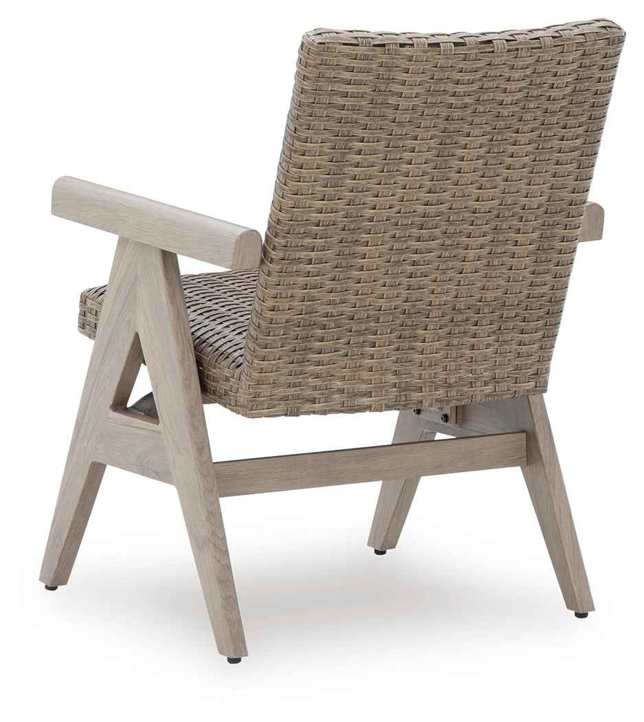 Cliff Trails Beige Outdoor Dining Table and 4 Arm Chairs - Image 5