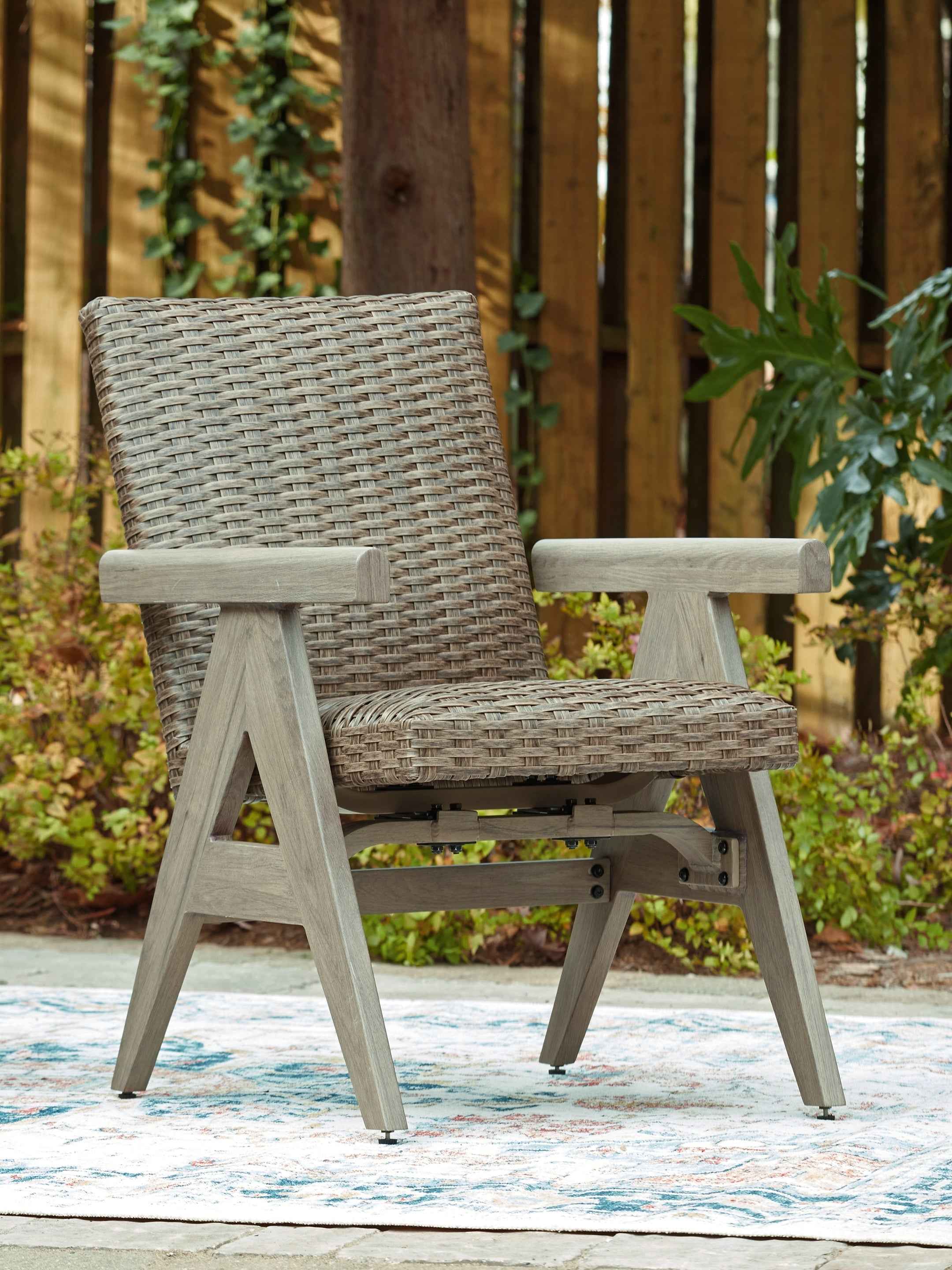 Cliff Trails Beige Outdoor Dining Table and 4 Arm Chairs - Image 9