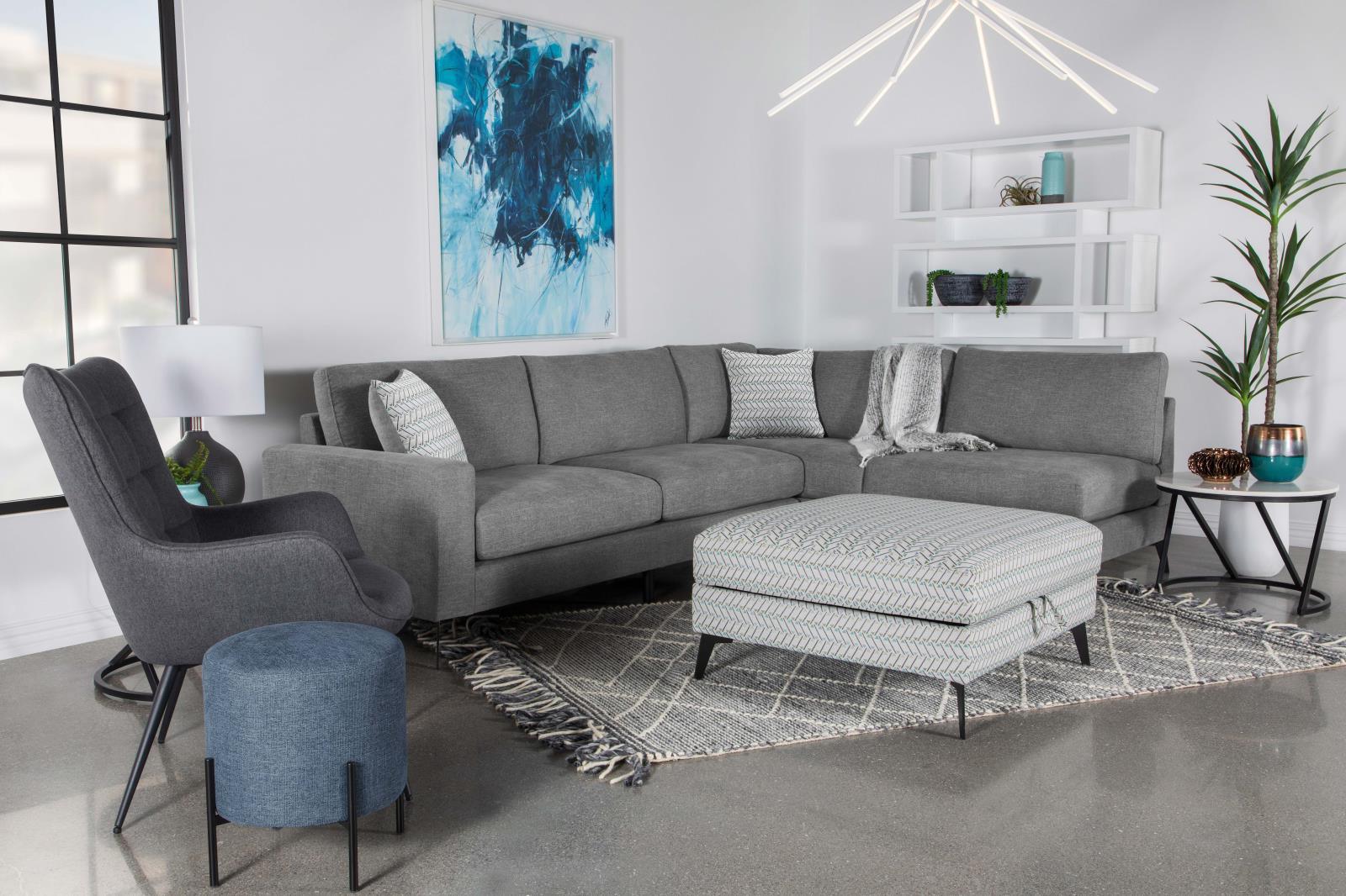 Clint Multi-color Upholstered Ottoman with Tapered Legs - Image 5