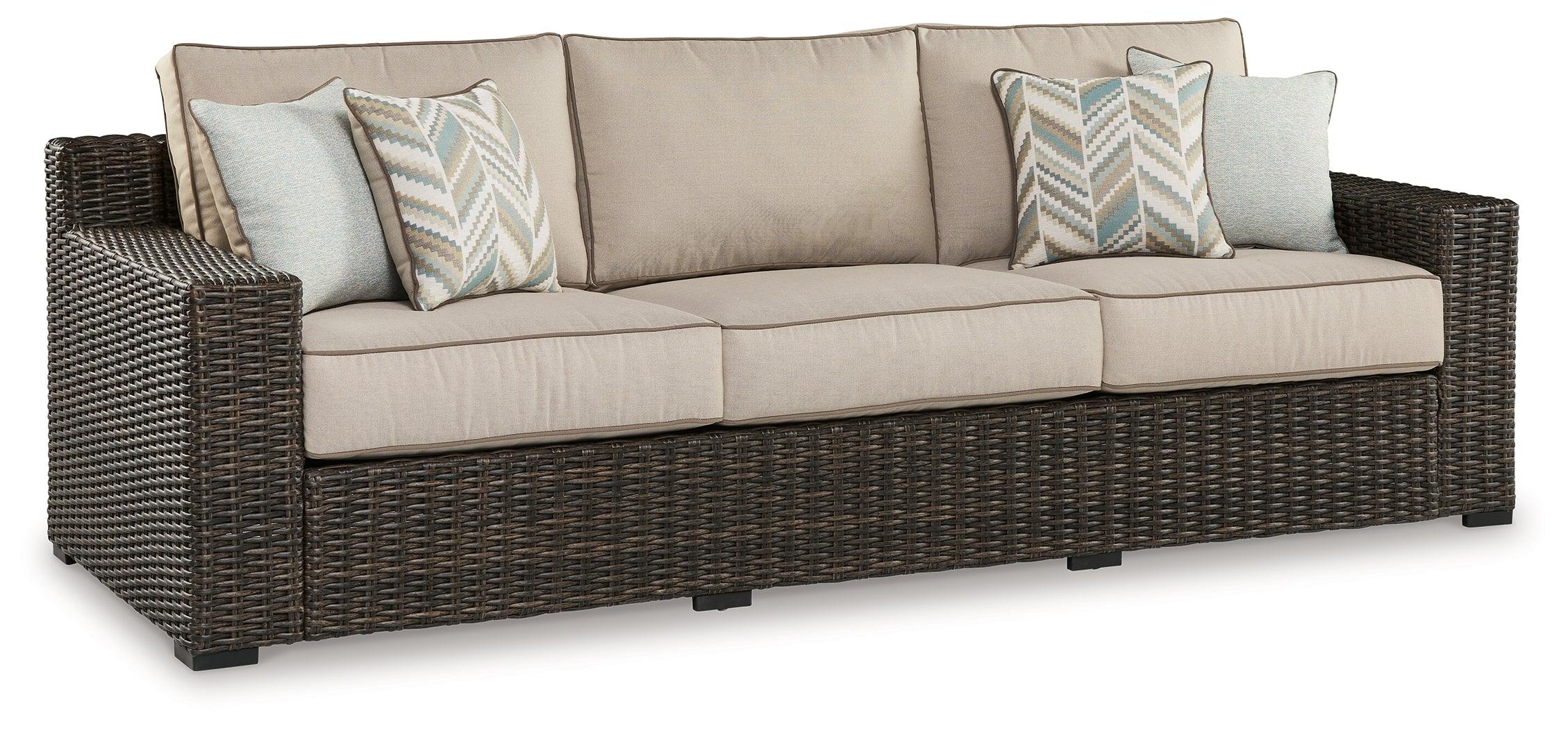 Coastline Bay Brown Outdoor Sofa with Cushion - Image 6