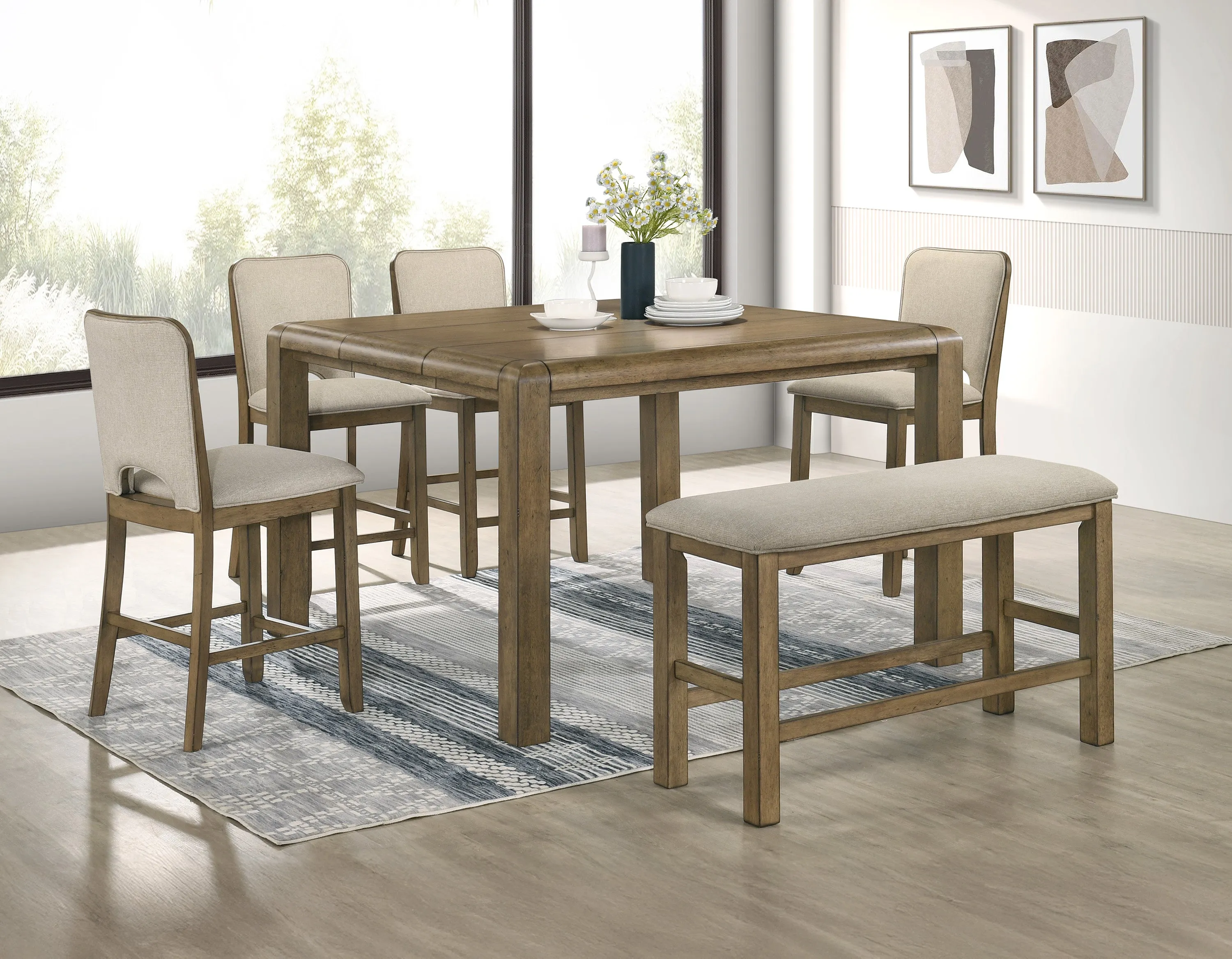 Cockrell Brown and Beige Counter Height Table with 18"Leaf - Image 7