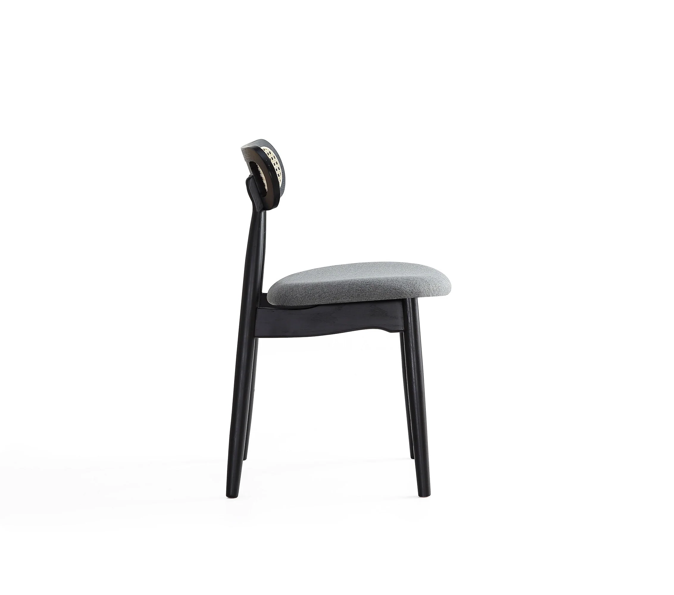 Colbert Dining Chair in Black and Cane with Grey Upholstered Seating (set of 4) - Image 5