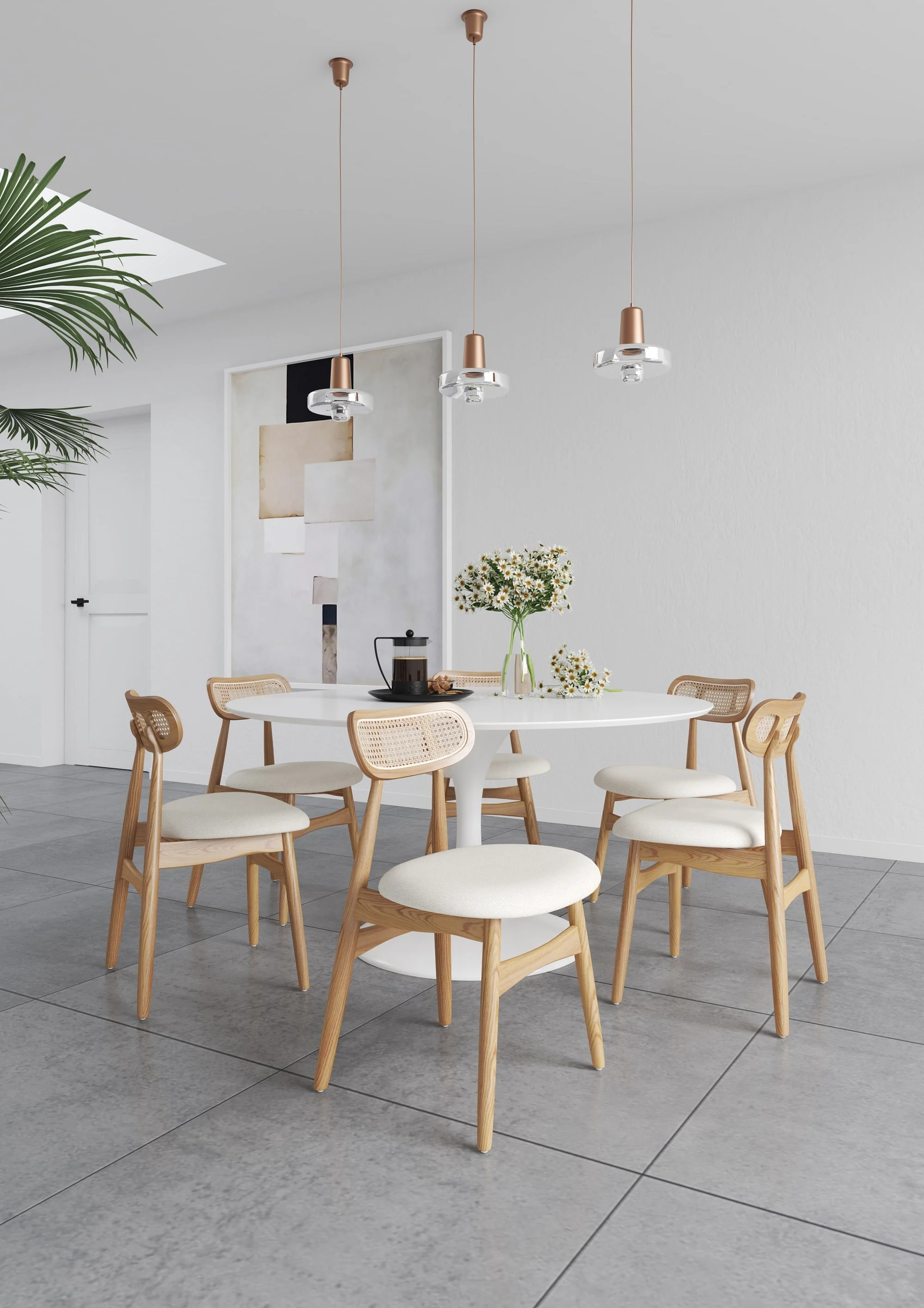 Colbert Dining Chair in Nature and Cane with Oatmeal Upholstered Seating (set of 2) - Image 2