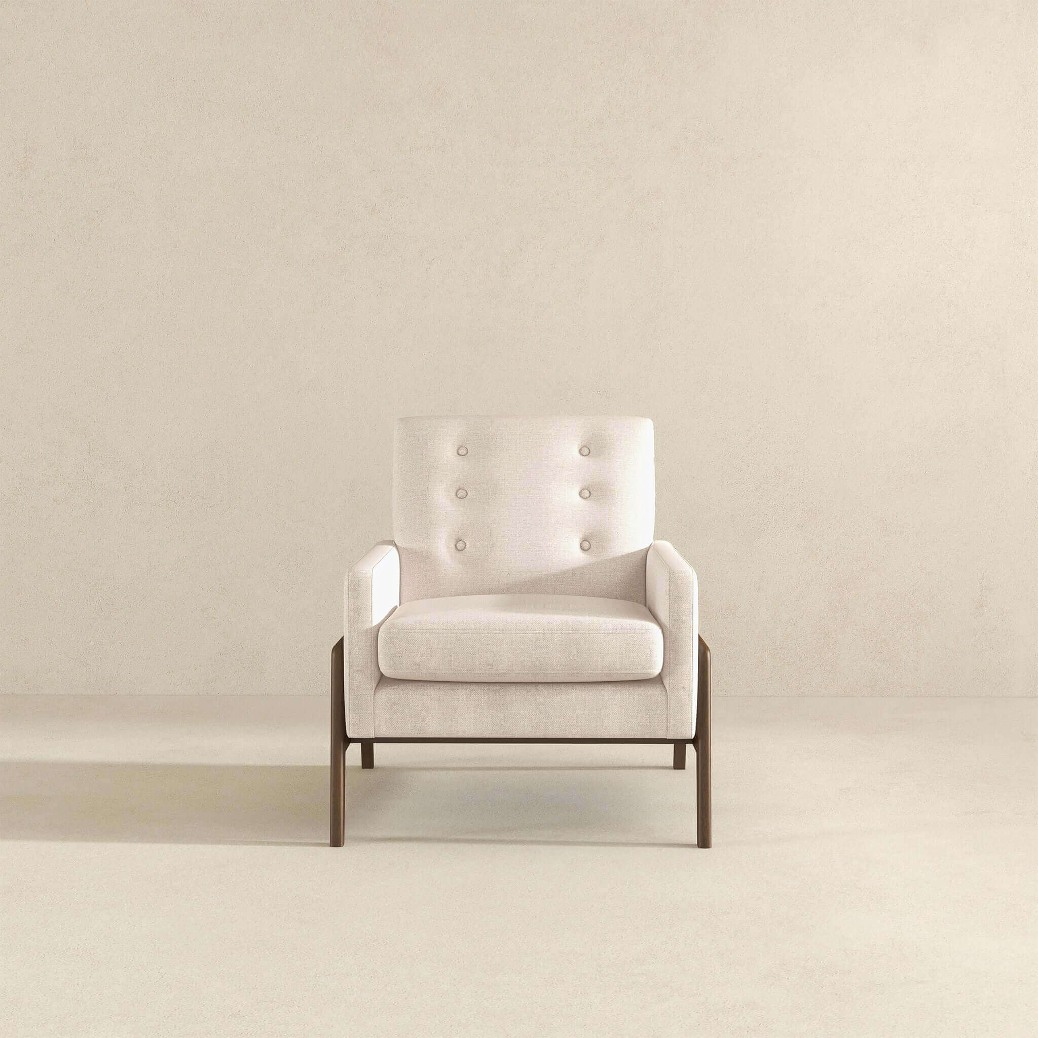 Cole Solid Wood Beige Velvet Lounge Chair - Image 3