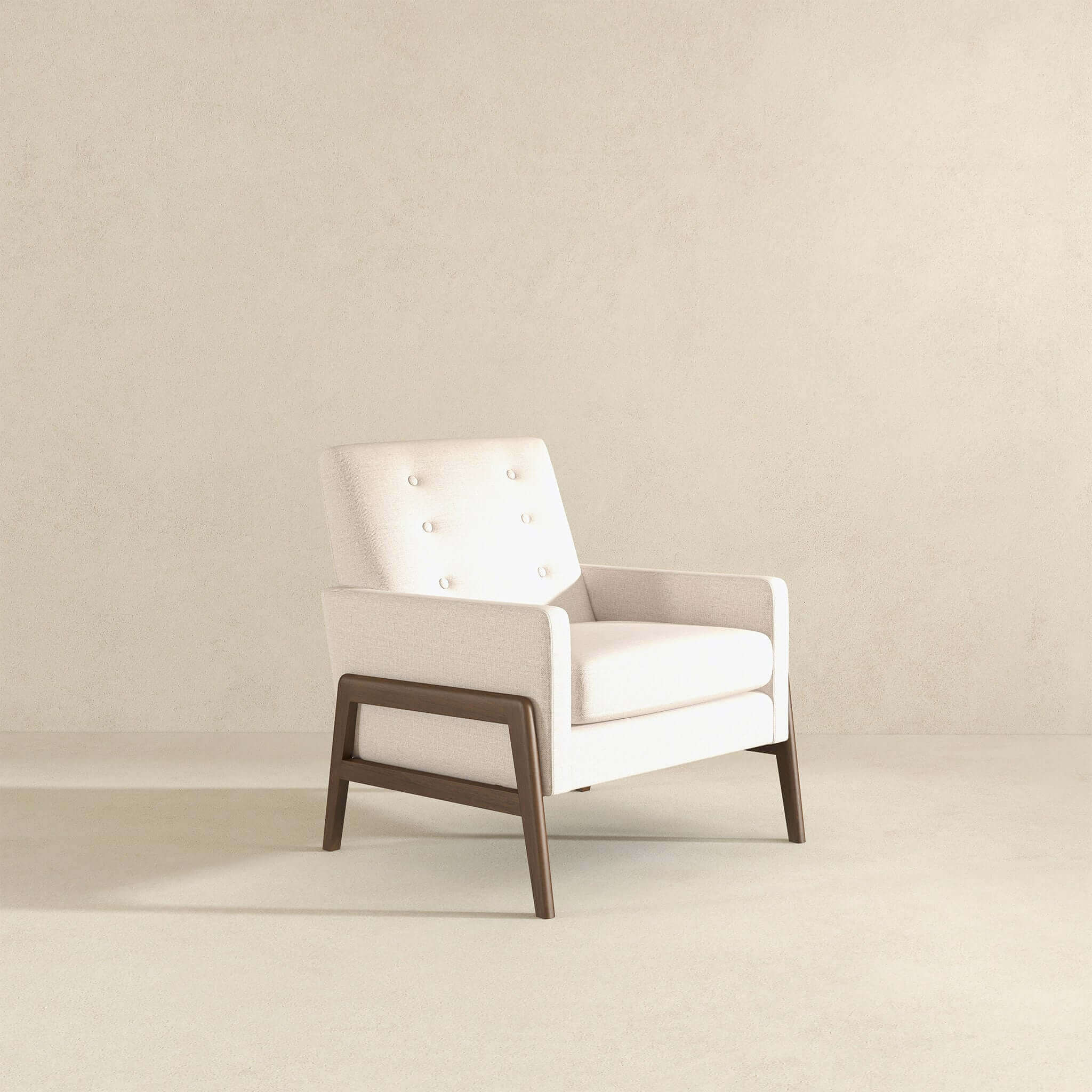 Cole Solid Wood Beige Velvet Lounge Chair - Image 4