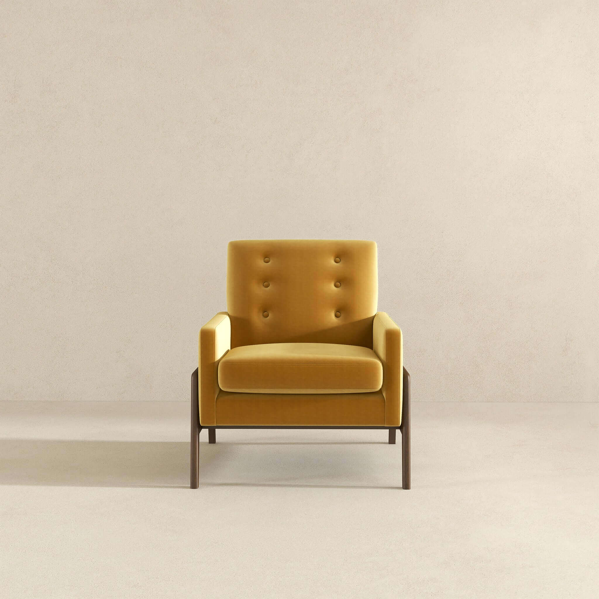 Cole Solid Wood Dark Yellow Velvet Lounge Chair - Image 4