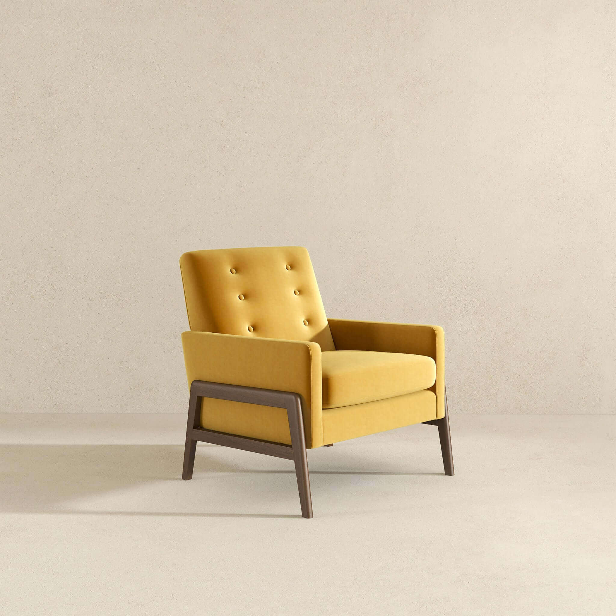 Cole Solid Wood Dark Yellow Velvet Lounge Chair - Image 5