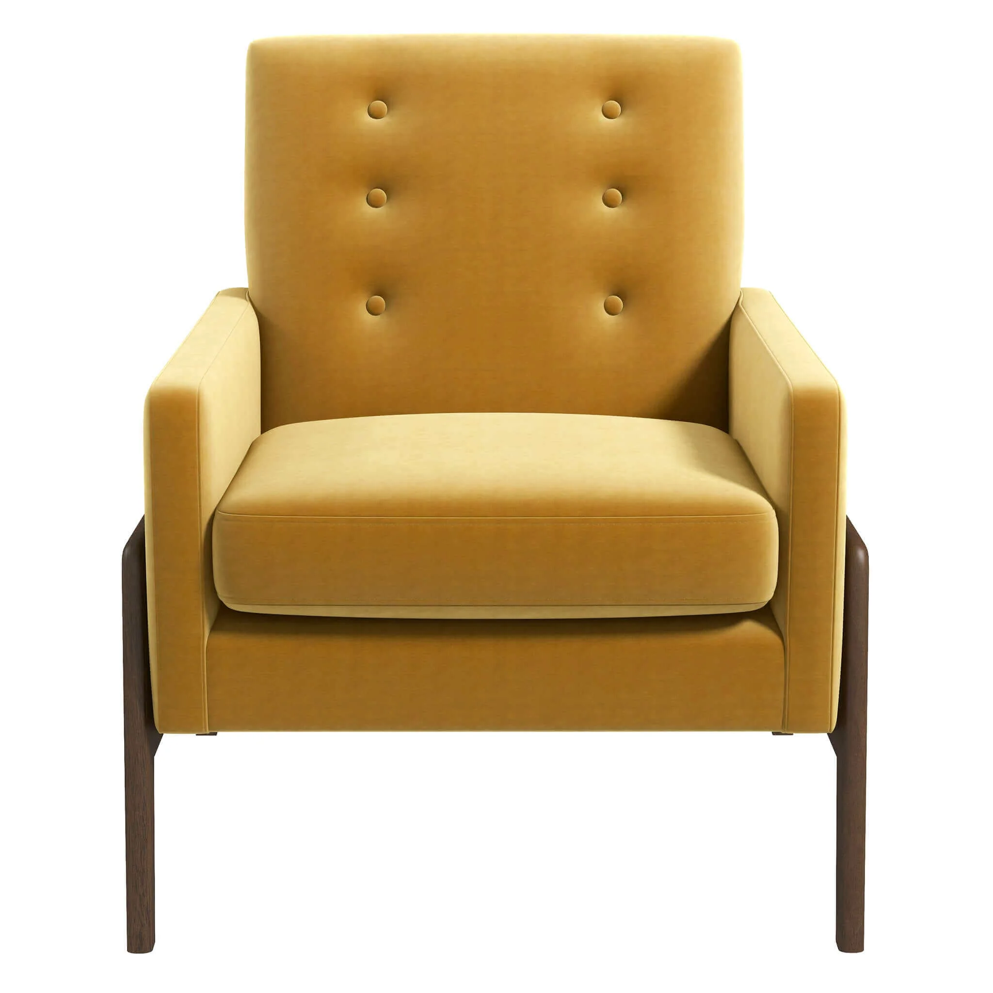 Cole Solid Wood Dark Yellow Velvet Lounge Chair - Image 6