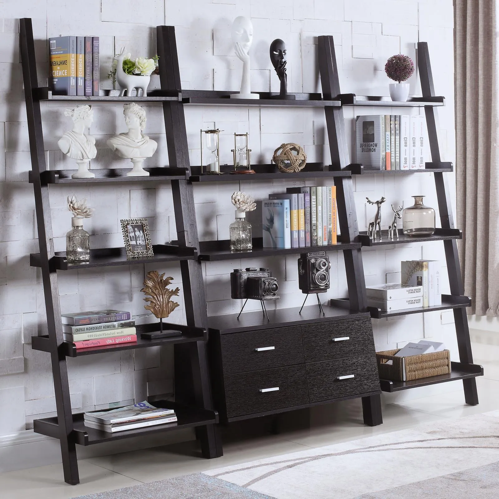 Colella Cappuccino 5-Shelf Ladder Bookcase - Image 6