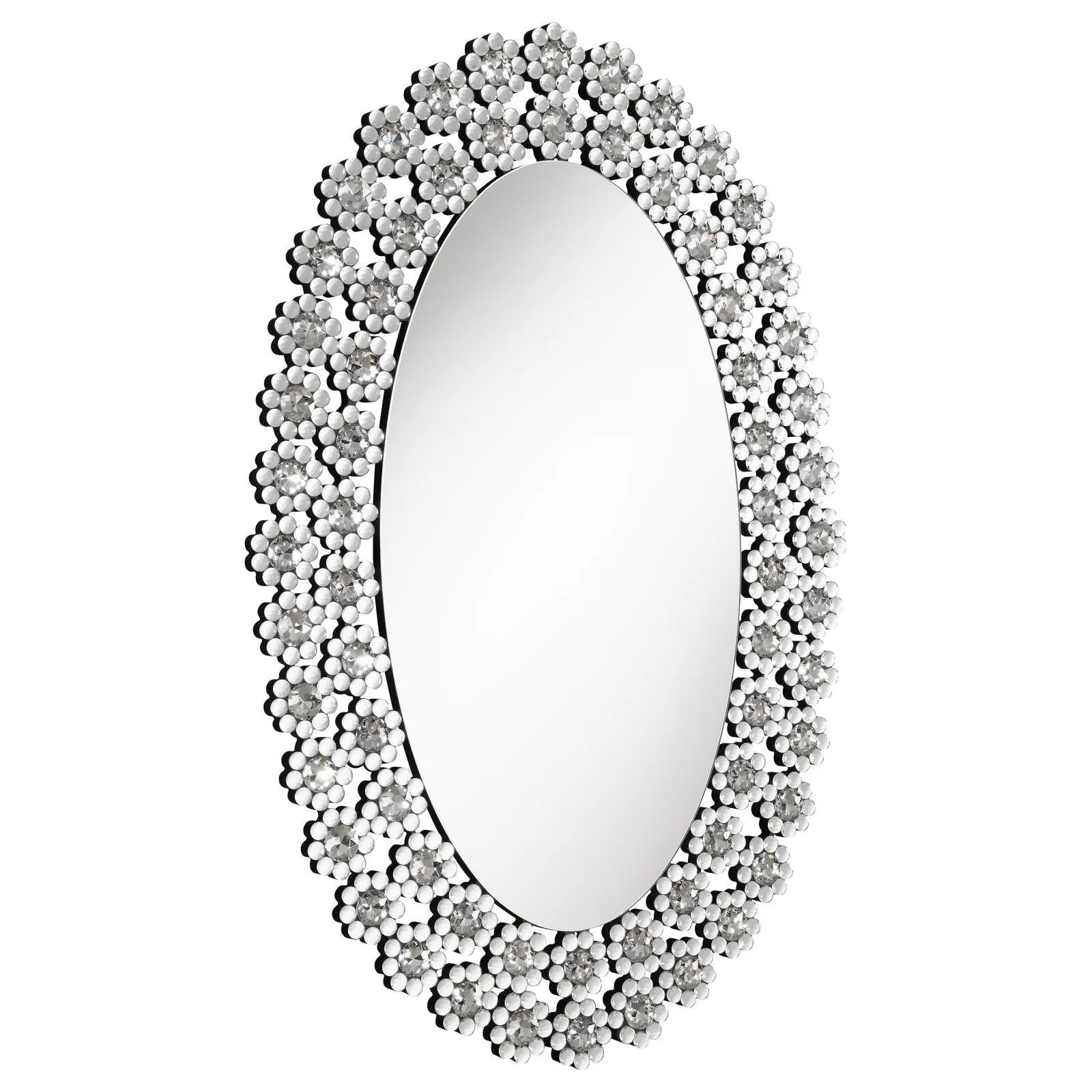 Colleen Oval Wall Mirror with Faux Crystal Blossoms - Image 2