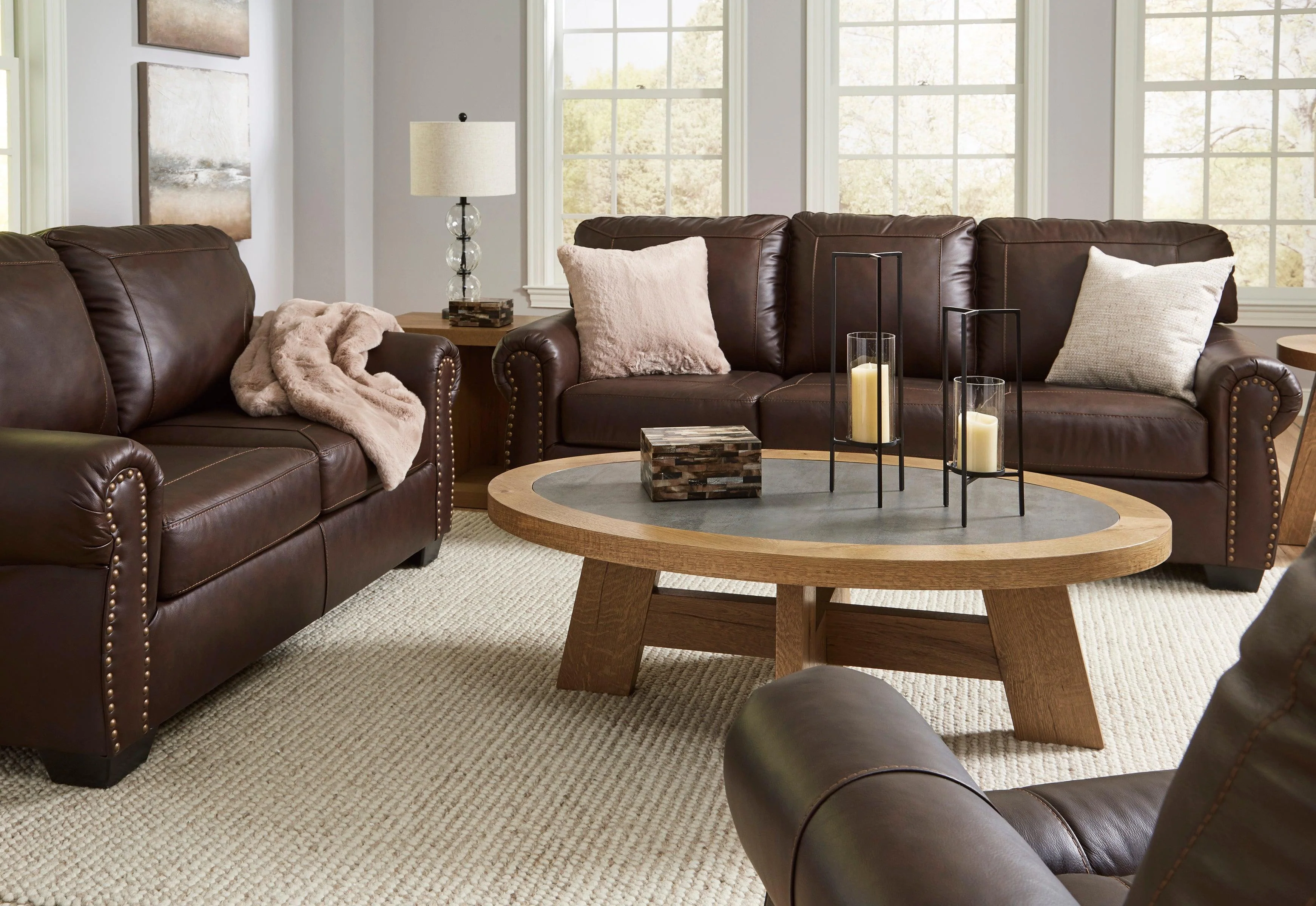 Colleton Dark Brown Leather Living Room Set - Image 4