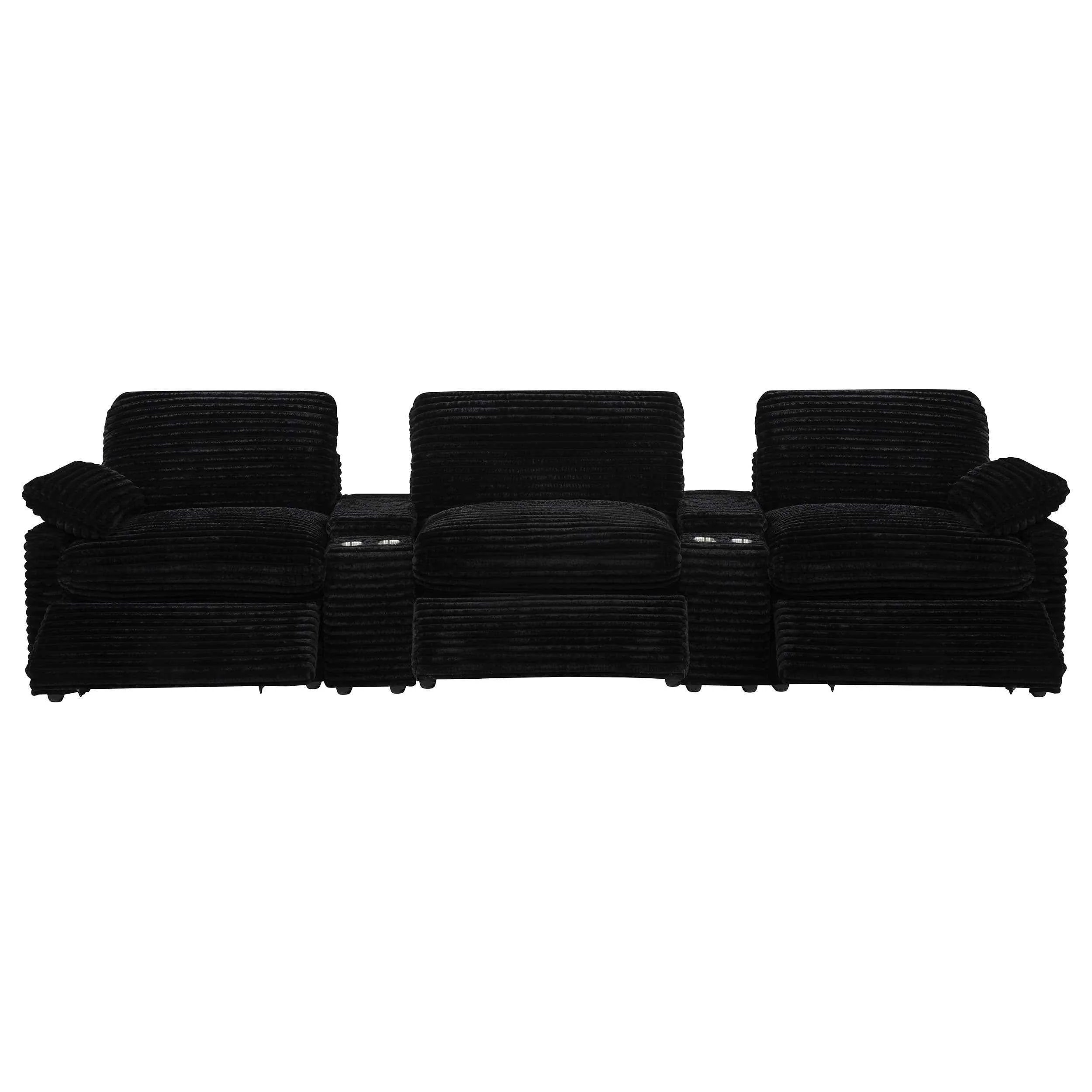 Collins Black 5-Piece Power Reclining Home Theater Seating - Image 4