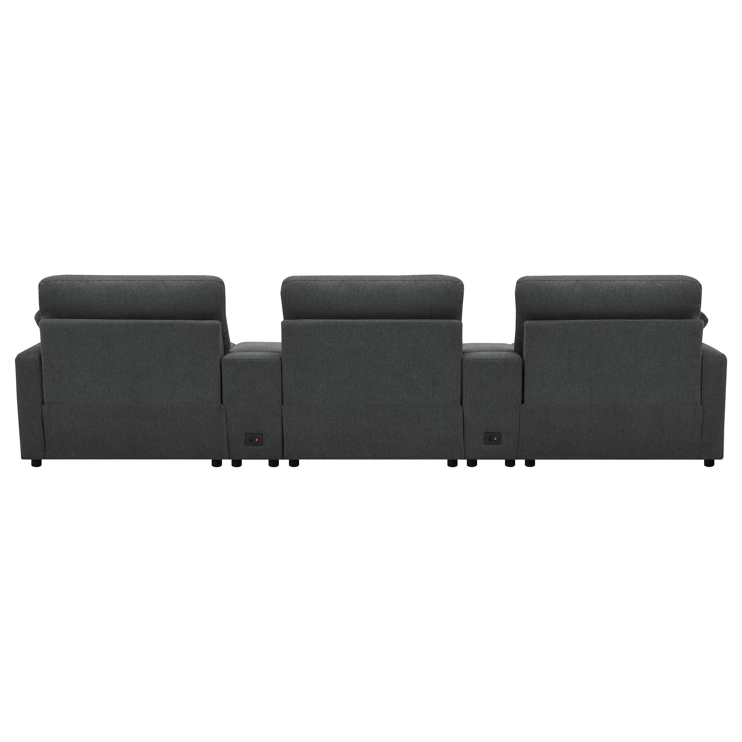 Collins Dark Gray 5-Piece Power Reclining Home Theater Seating - Image 6
