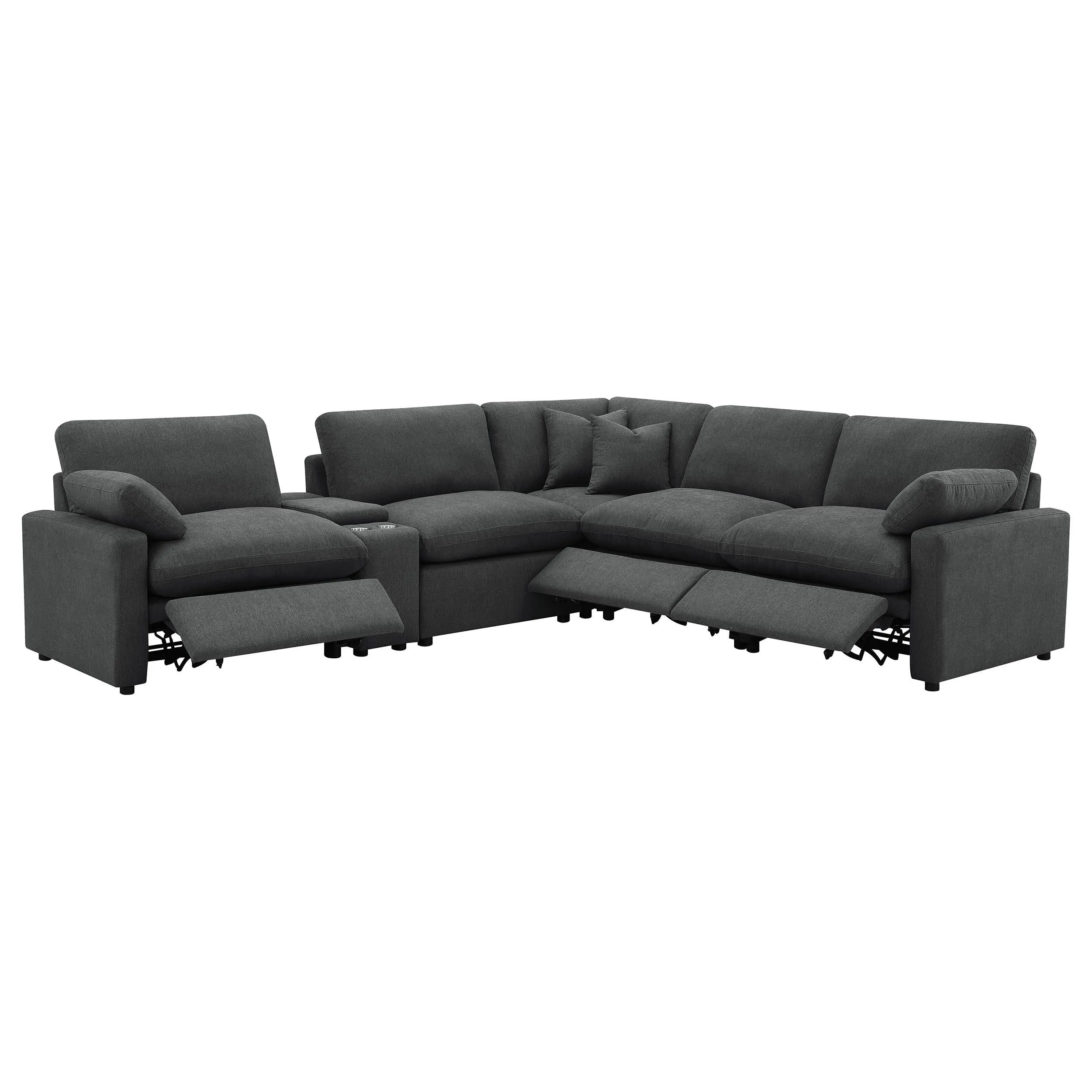 Collins Dark Gray 6-Piece Modular Power Reclining Sectional - Image 3