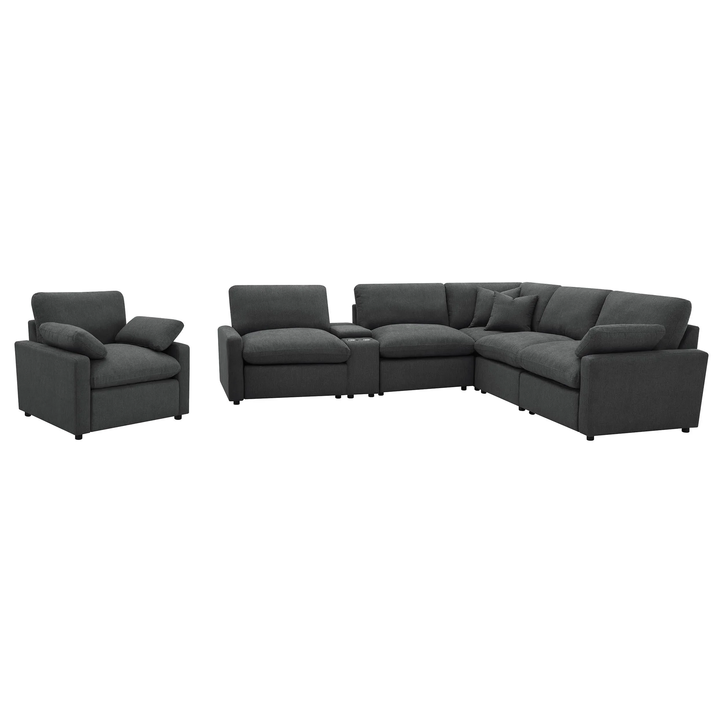 Collins Dark Gray 6-Piece Modular Power Reclining Sectional - Image 5