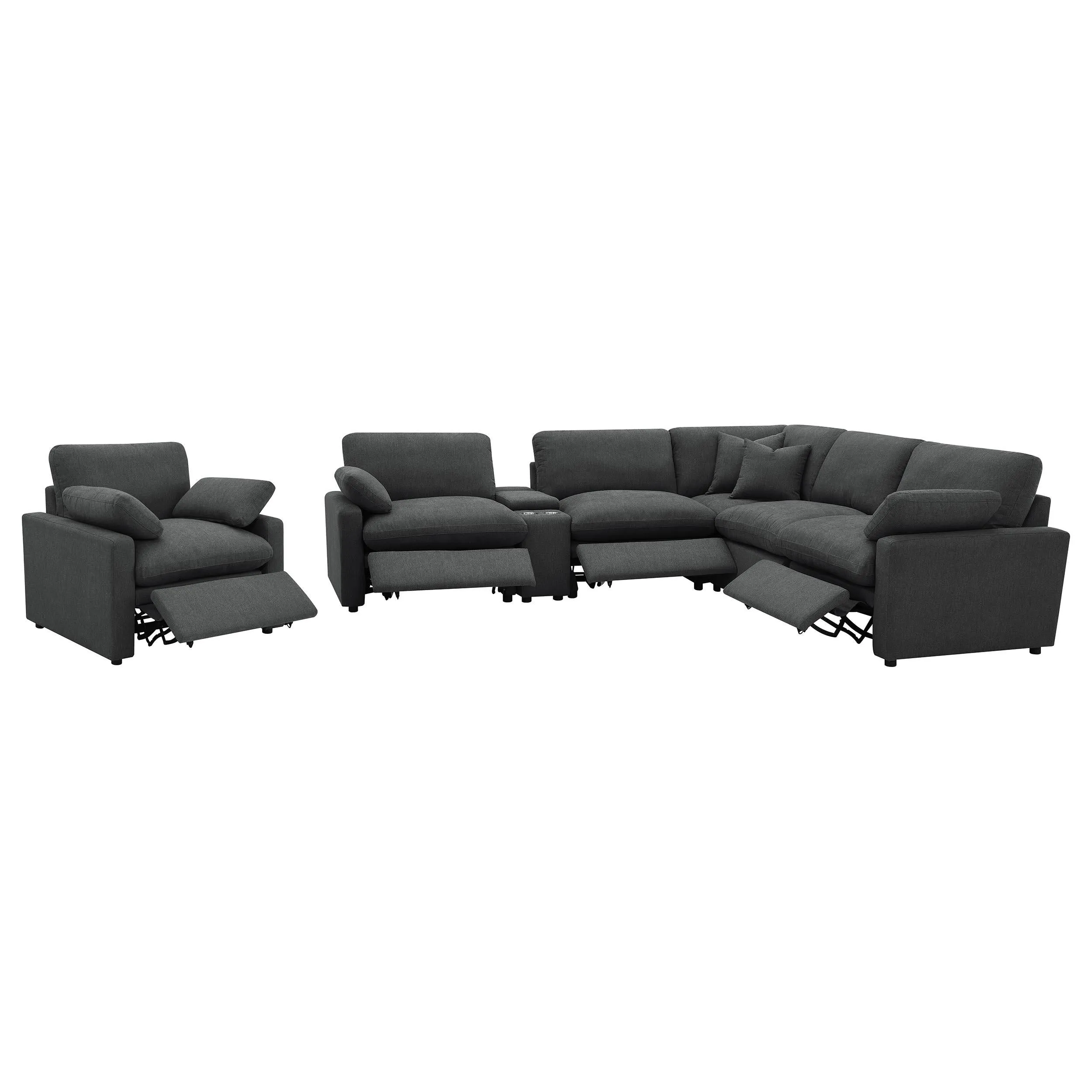 Collins Dark Gray 6-Piece Modular Power Reclining Sectional - Image 6