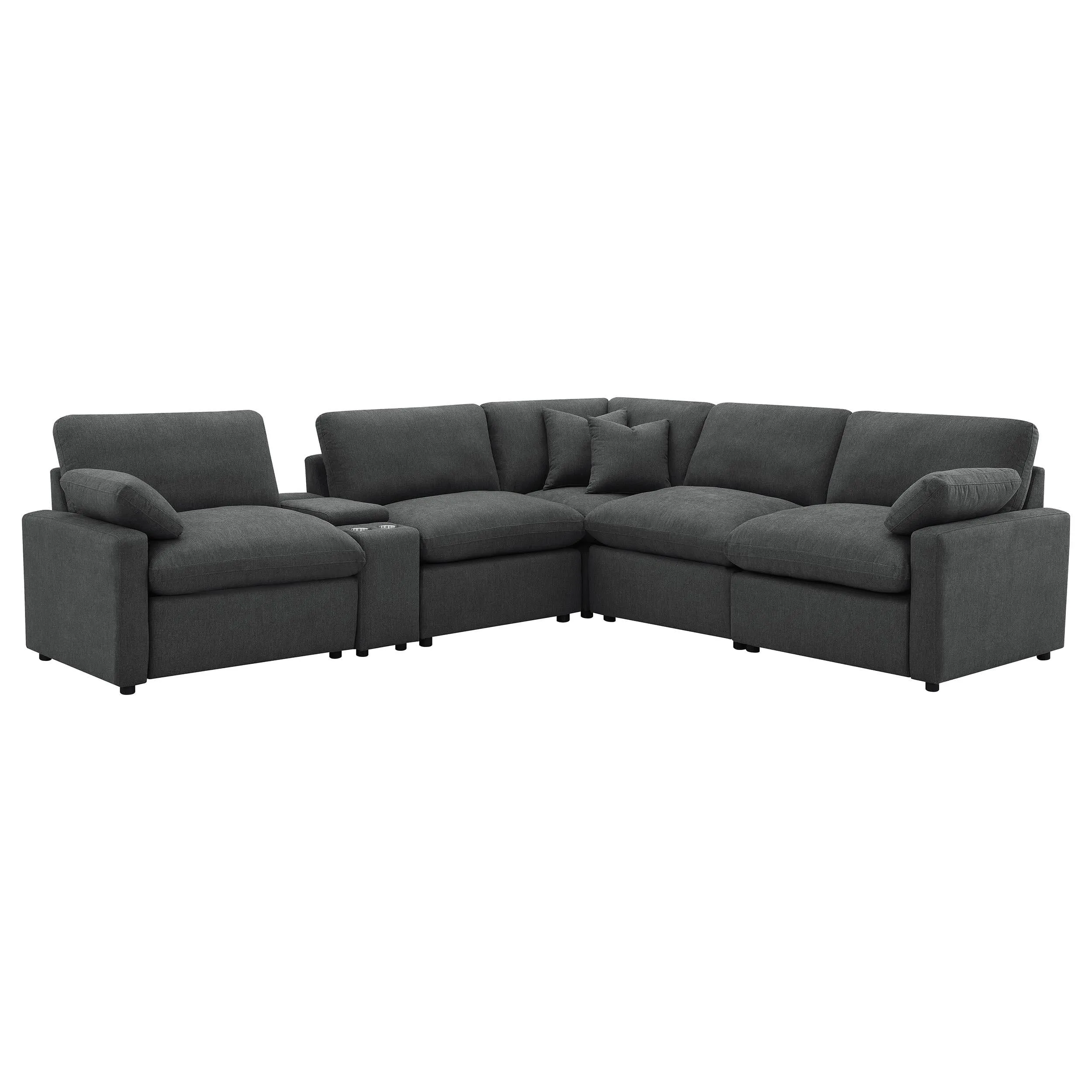 Collins Dark Gray 6-Piece Modular Power Reclining Sectional - Image 7