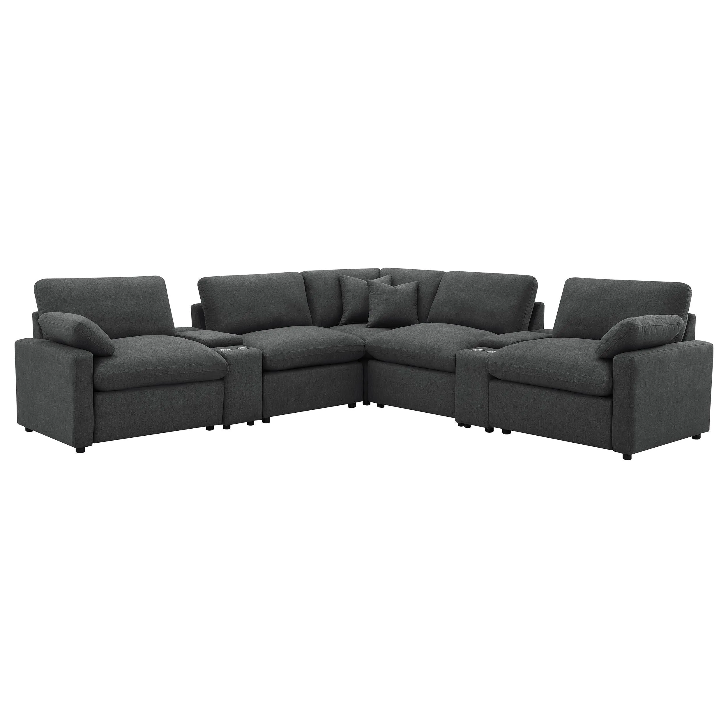 Collins Dark Gray 7-Piece Modular Power Reclining Sectional - Image 4