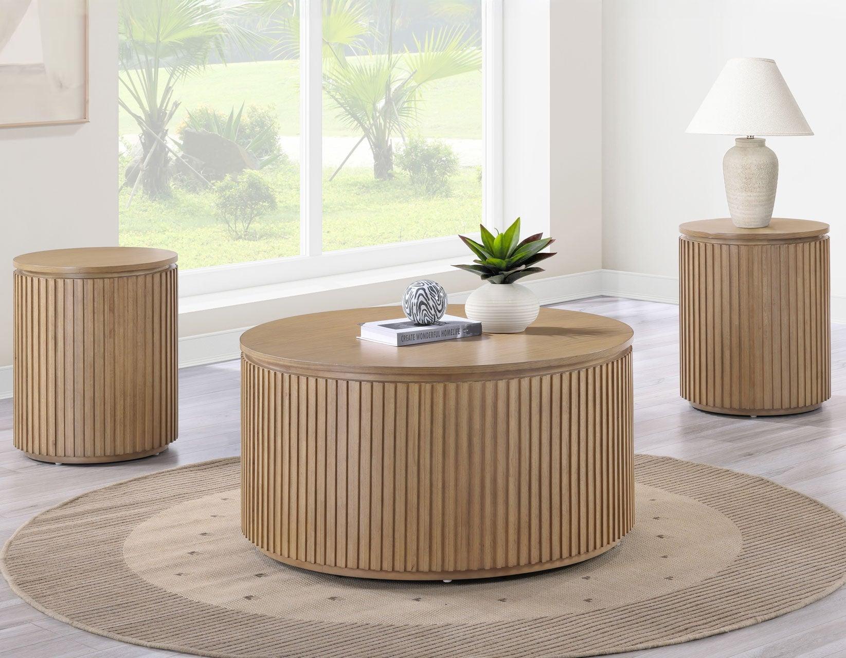 Colvin 18″ Round End Table, Toffee Finish - Image 4