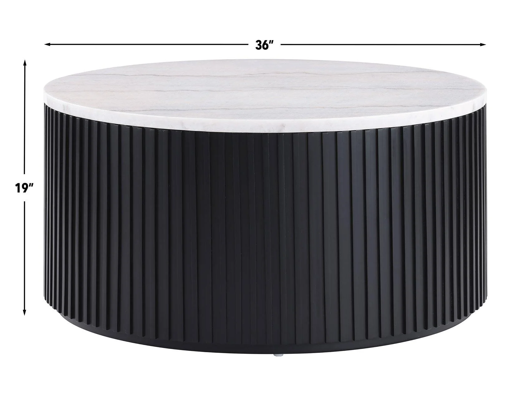 Colvin 3-Piece White Marble Top Table Set, Black Finish - Image 7