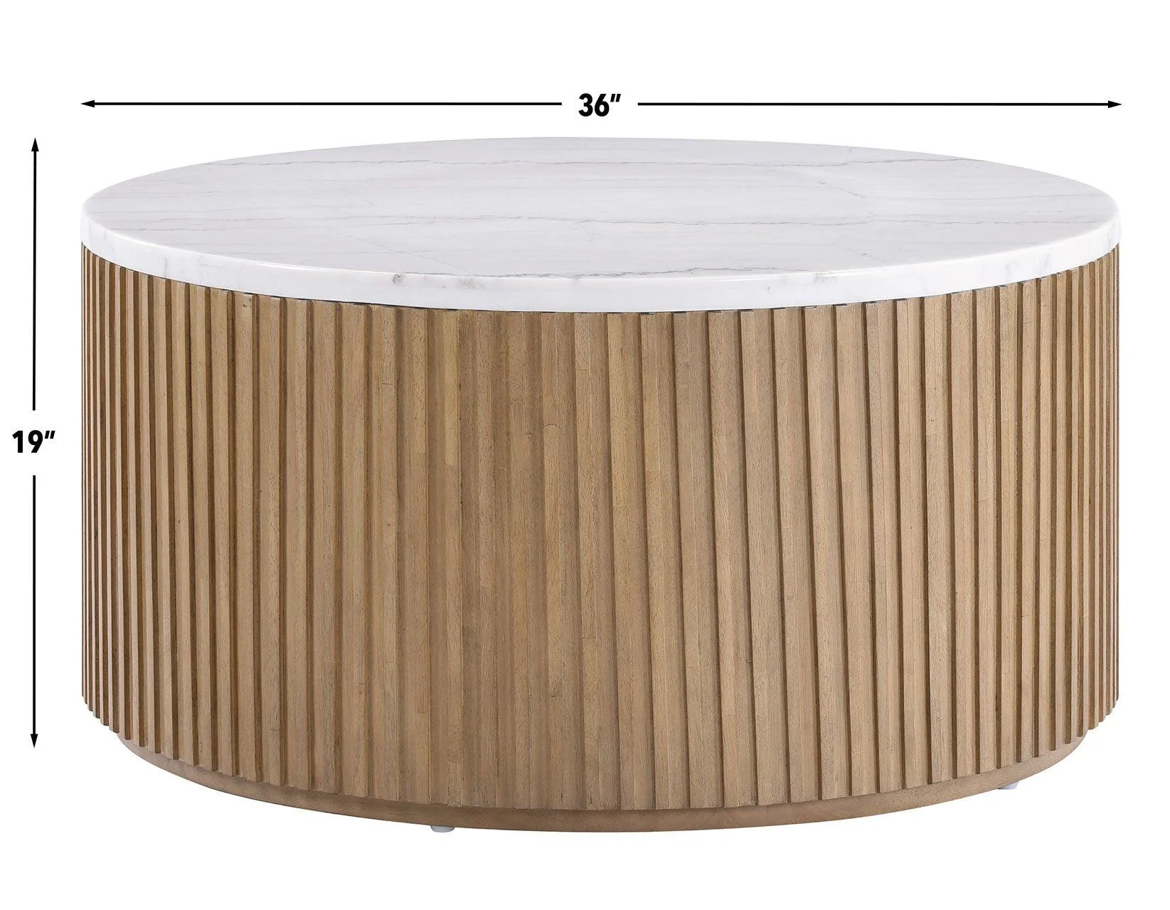 Colvin 3-Piece White Marble Top Table Set, Toffee Finish - Image 4