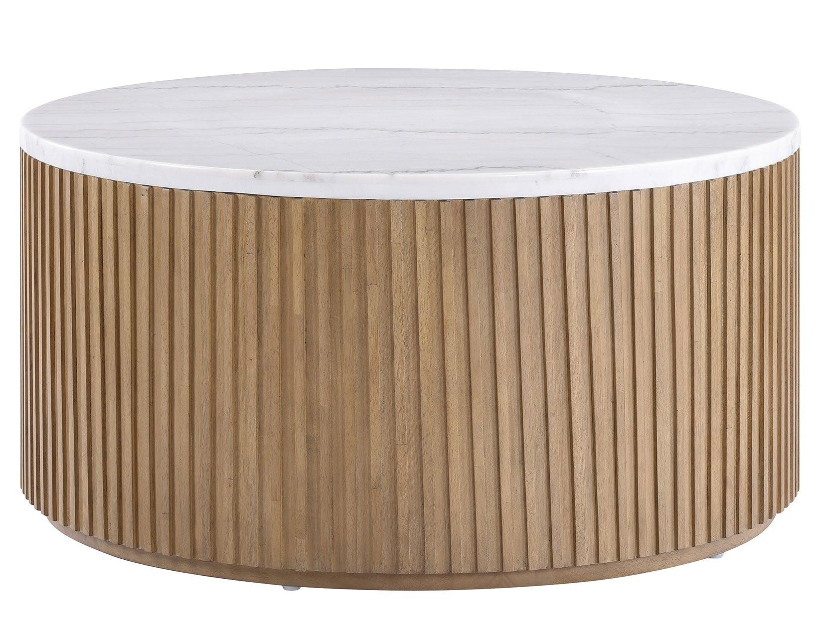 Colvin 3-Piece White Marble Top Table Set, Toffee Finish - Image 7